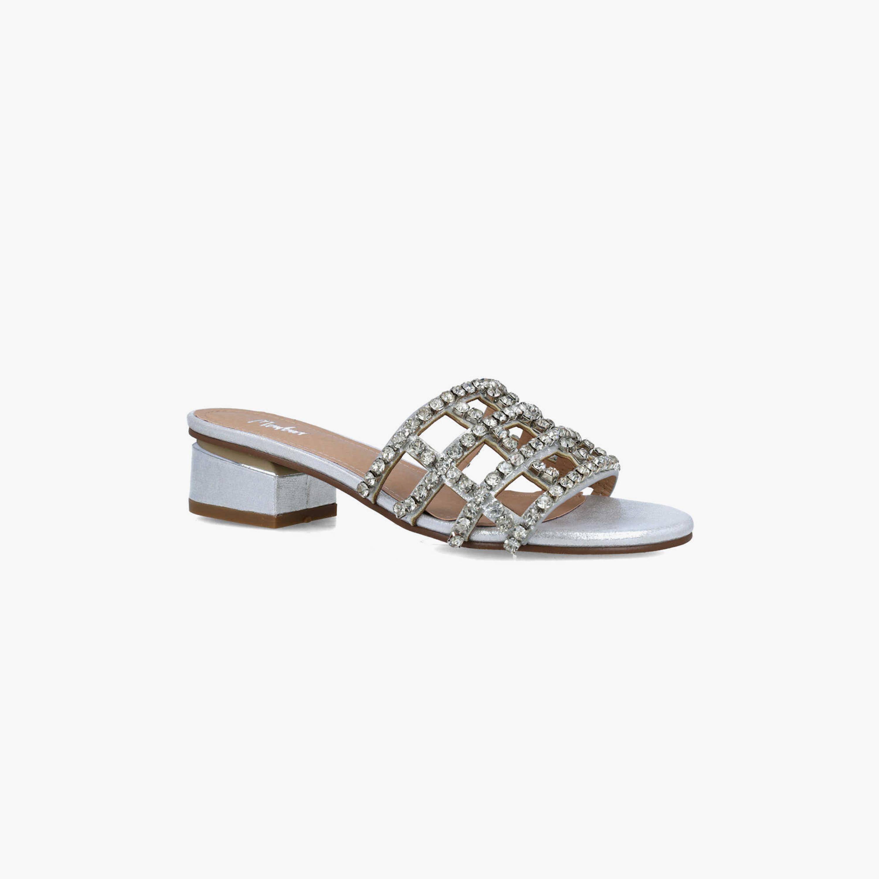 Menbur Women's Metallic Block Heels with Embellishment | 23890-women-shoes-heels-image-1