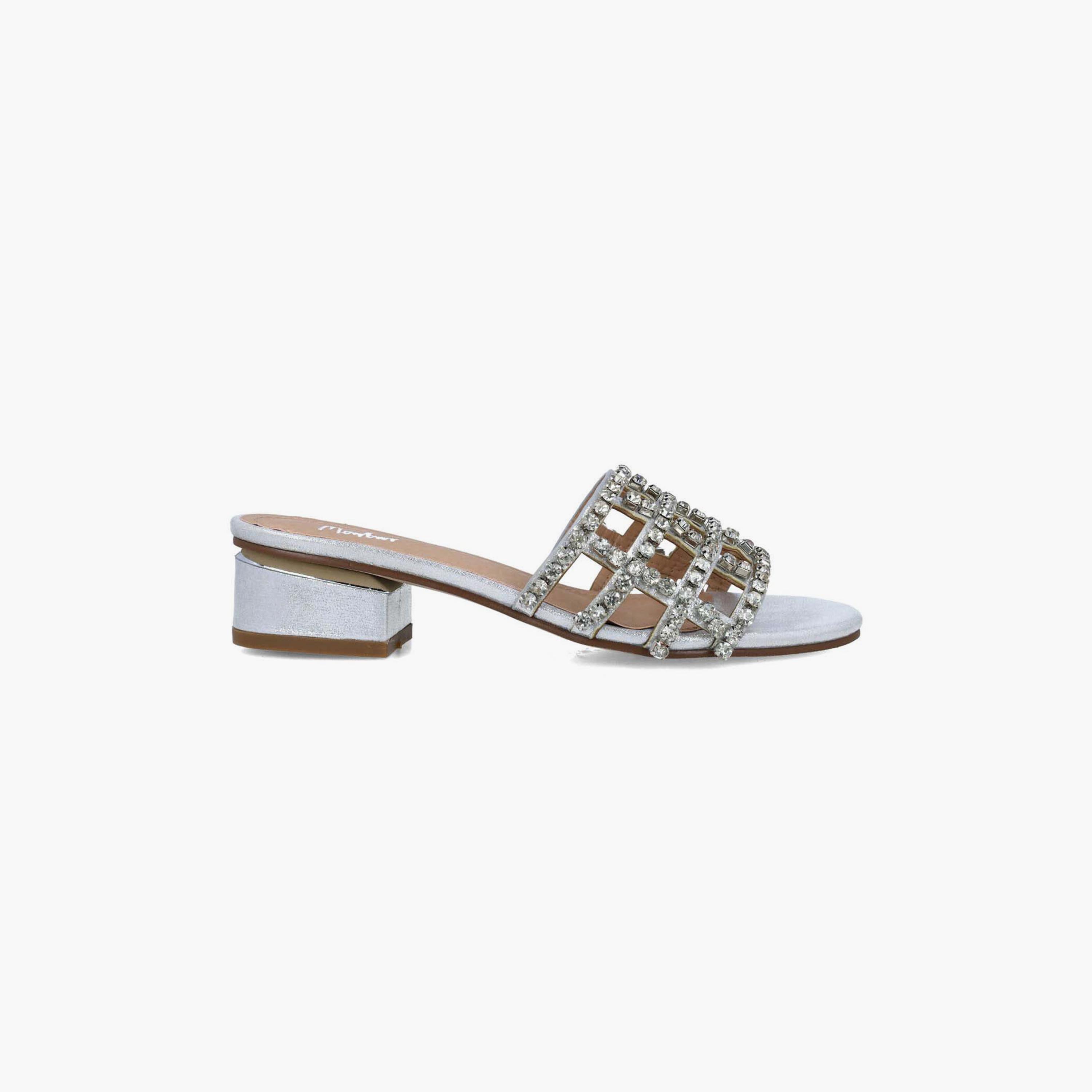 Menbur Women's Metallic Block Heels with Embellishment | 23890-women-shoes-heels-image-2