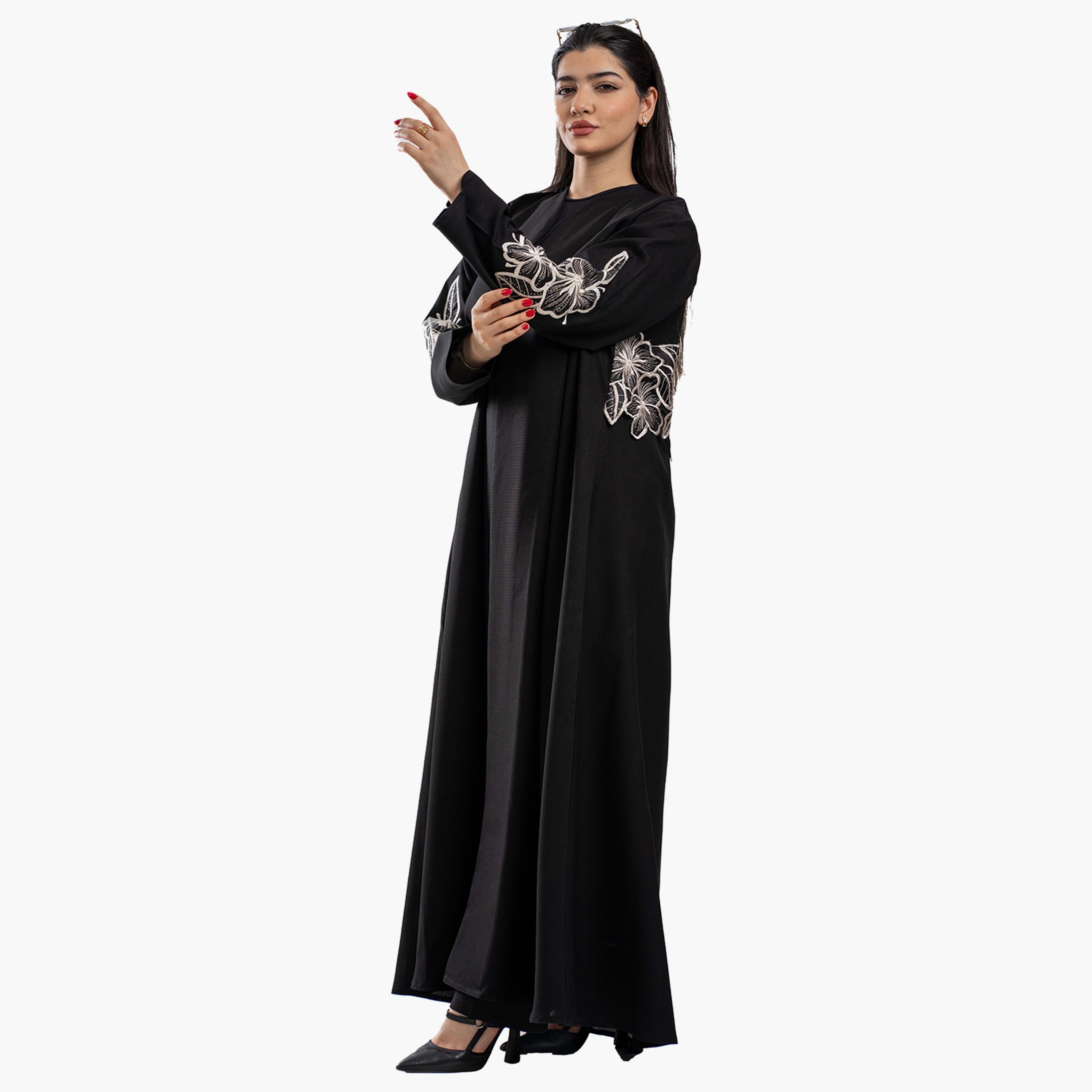 عباية نسائية سوداء مطرزة كلوش مع طرحة من زاهيه-women-arabicclothing-abayas-image-3