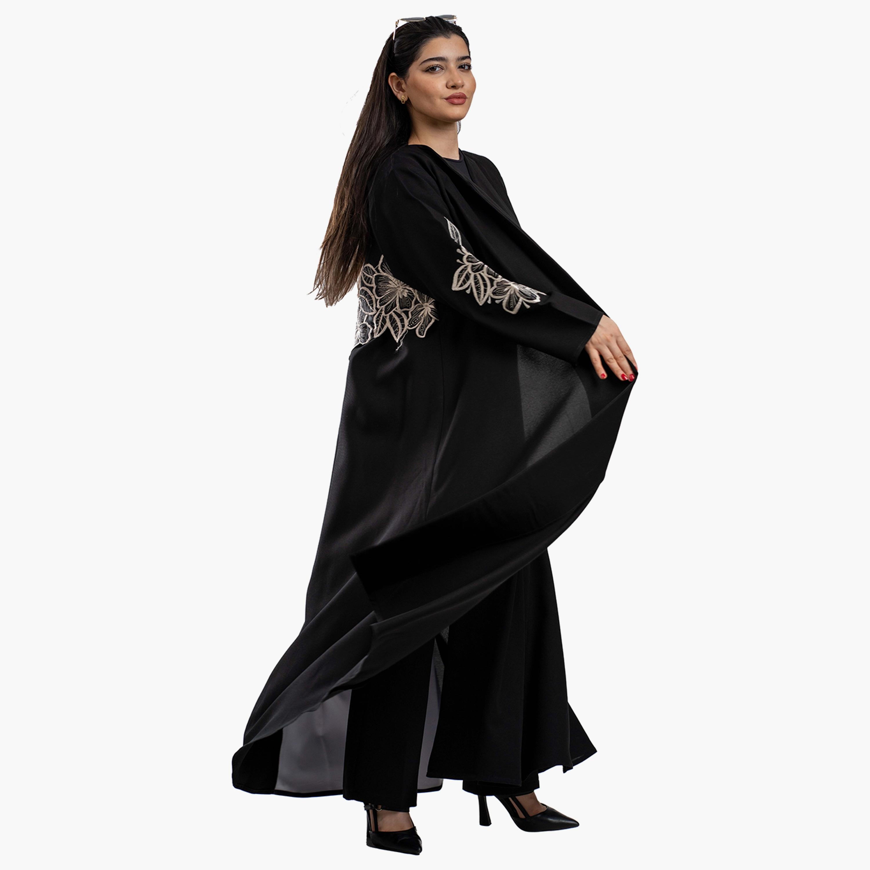 عباية نسائية سوداء مطرزة كلوش مع طرحة من زاهيه-women-arabicclothing-abayas-image-4