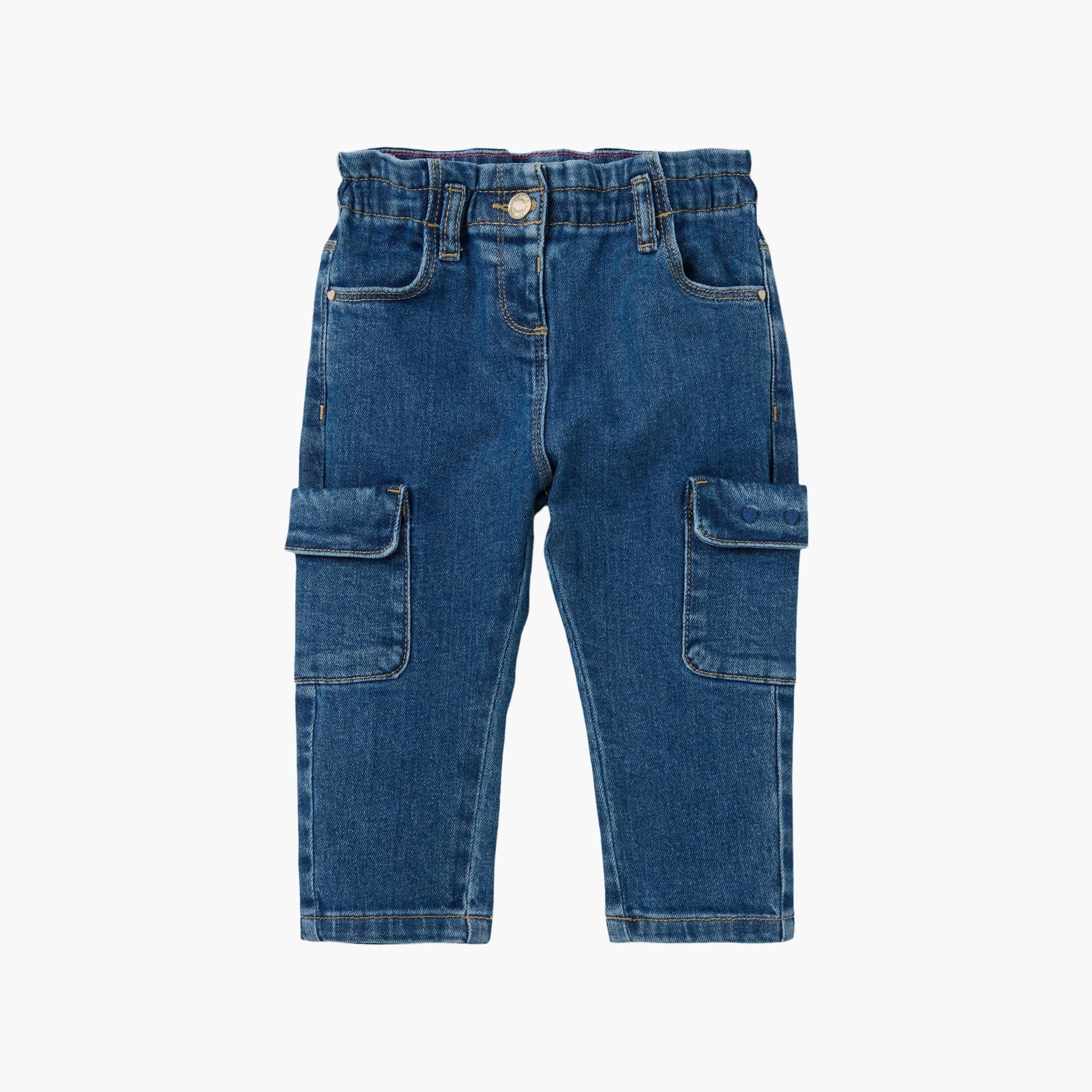 OVS Solid Regular Fit Cargo Jeans-girls-clothing-bottoms-jeansandjeggings-image-1