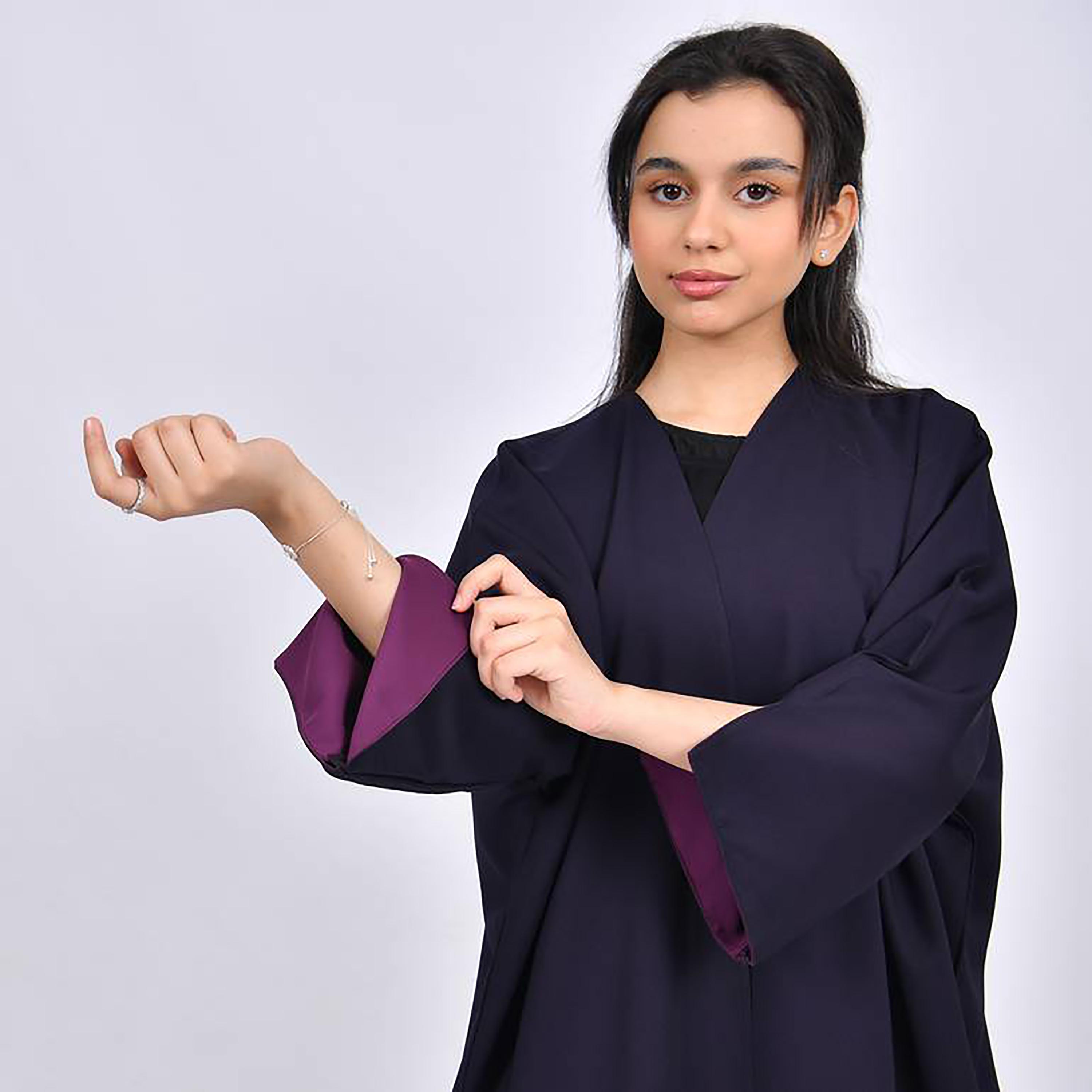 Hawraa Crepe Slit Sleeves Two-Toned Abaya with Hijab-girls-arabicclothing-prayer-image-2
