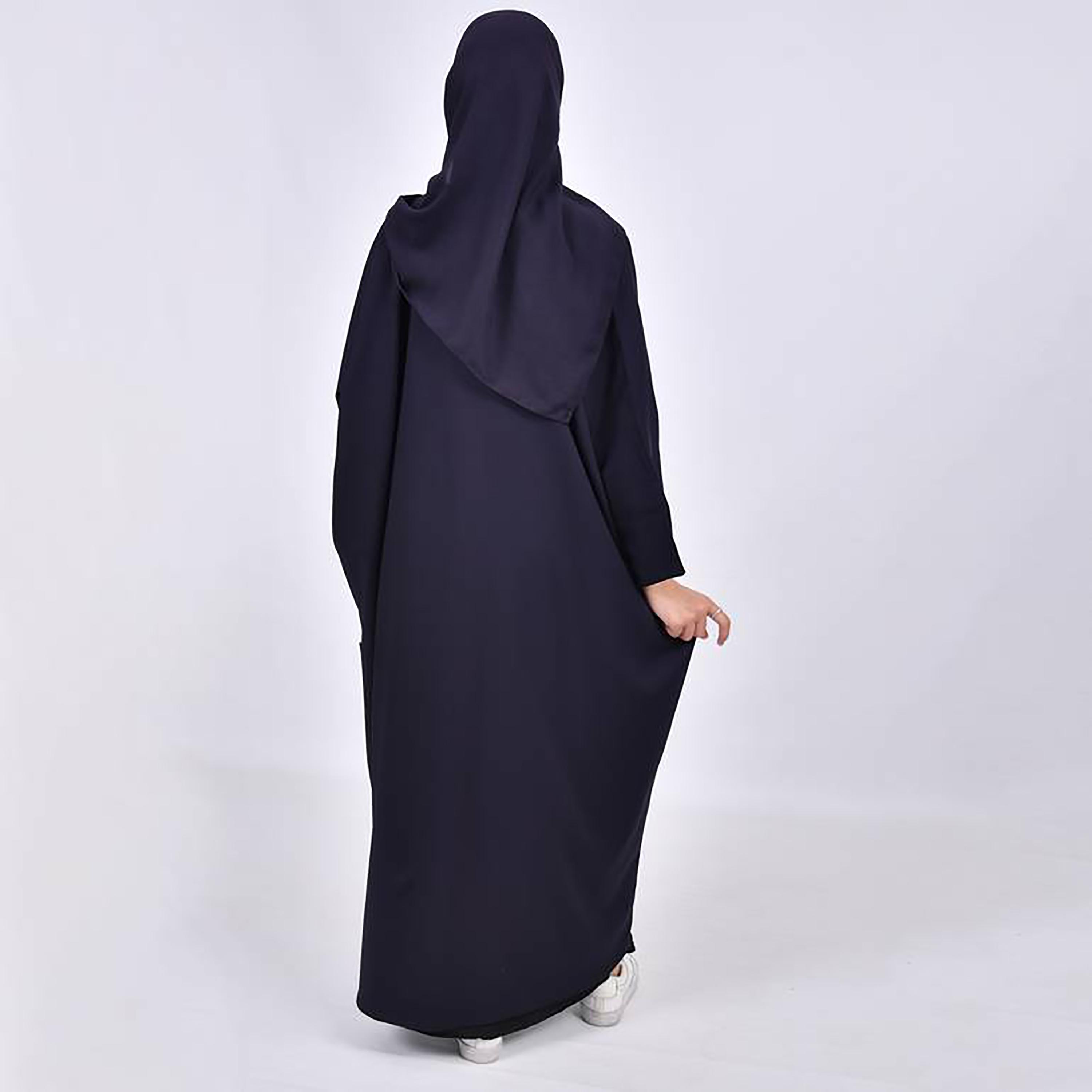 Hawraa Crepe Slit Sleeves Two-Toned Abaya with Hijab-girls-arabicclothing-prayer-image-4