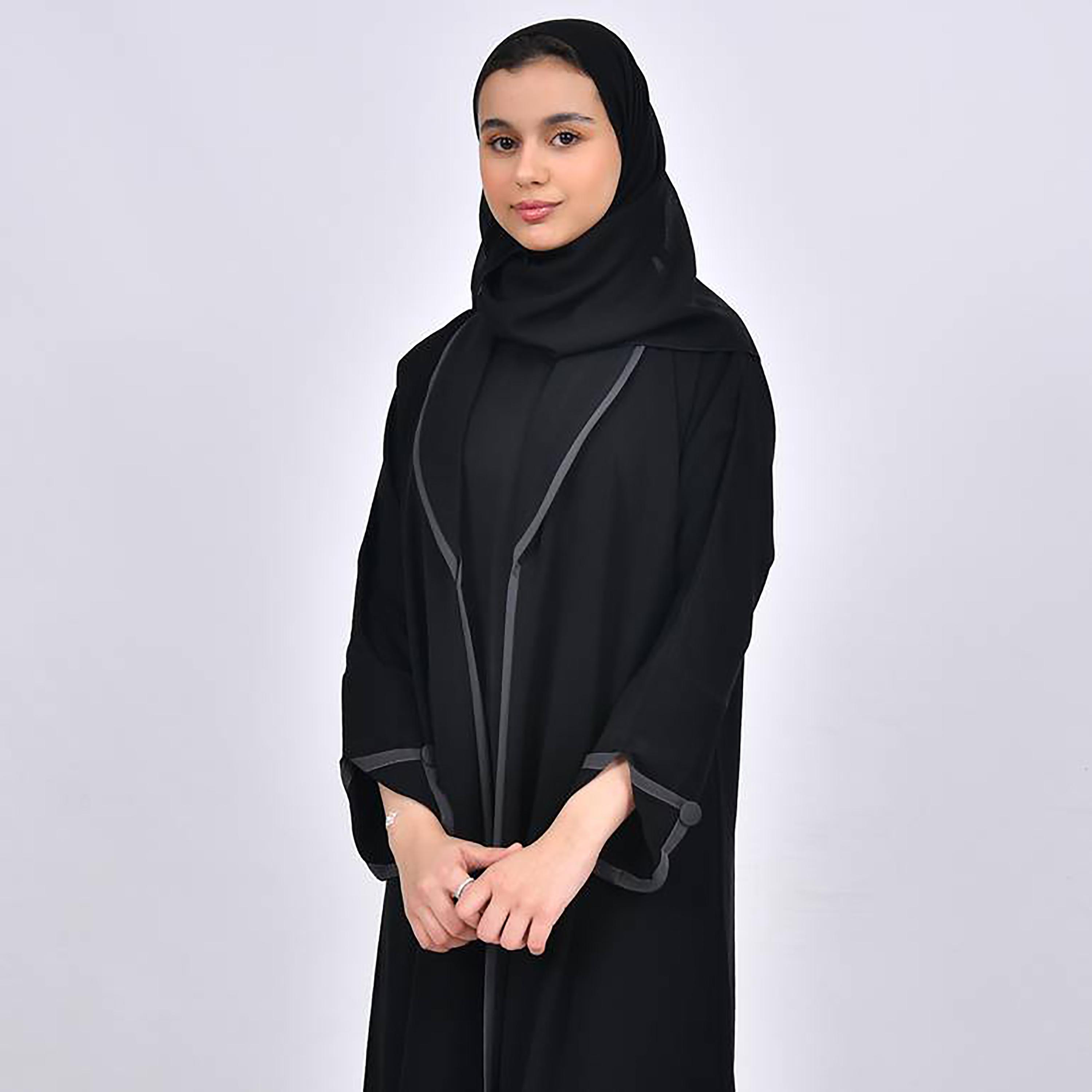 Hawraa Crepe Shawl Lapel Slit Sleeves Abaya with Hijab-girls-arabicclothing-prayer-image-2