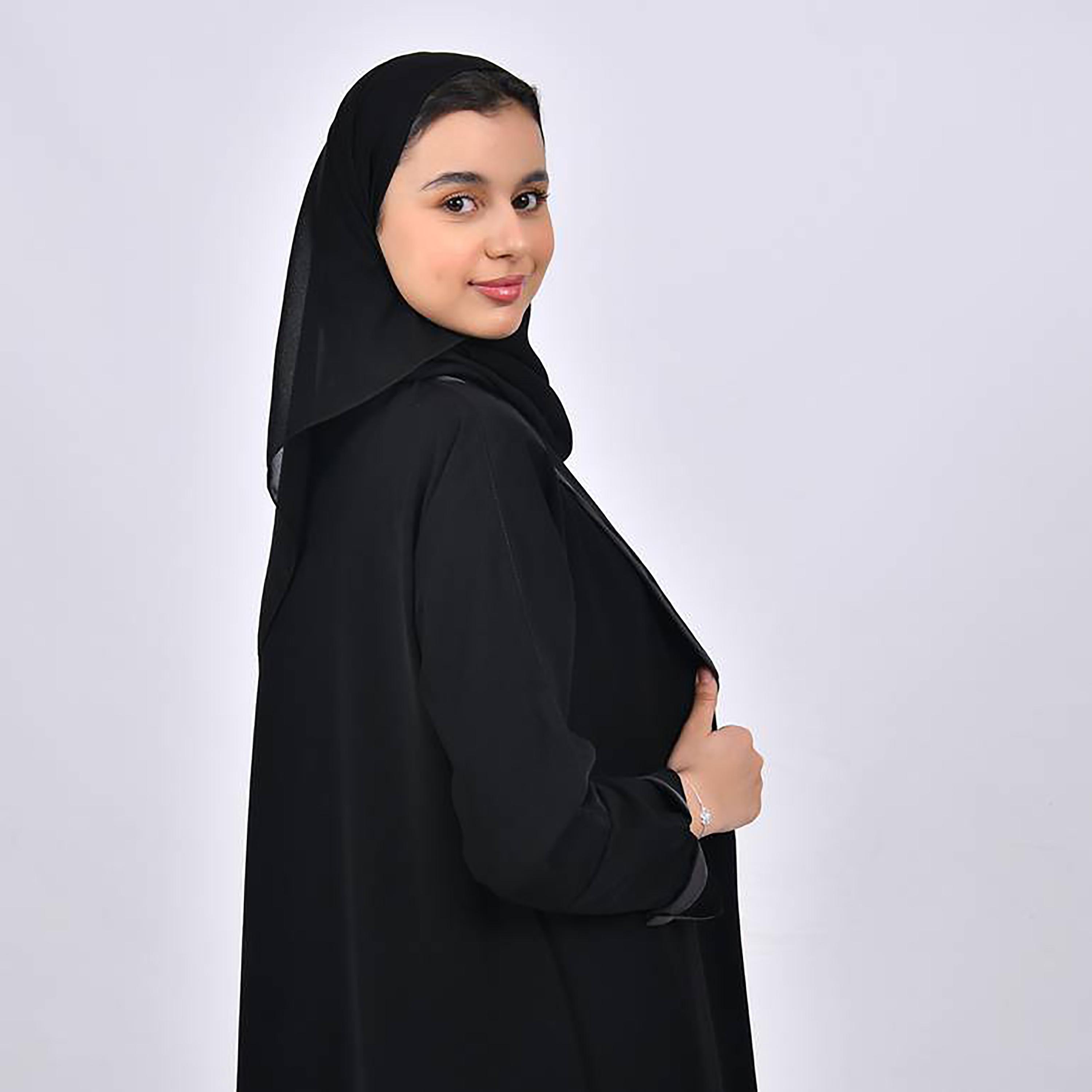Hawraa Crepe Shawl Lapel Slit Sleeves Abaya with Hijab-girls-arabicclothing-prayer-image-3