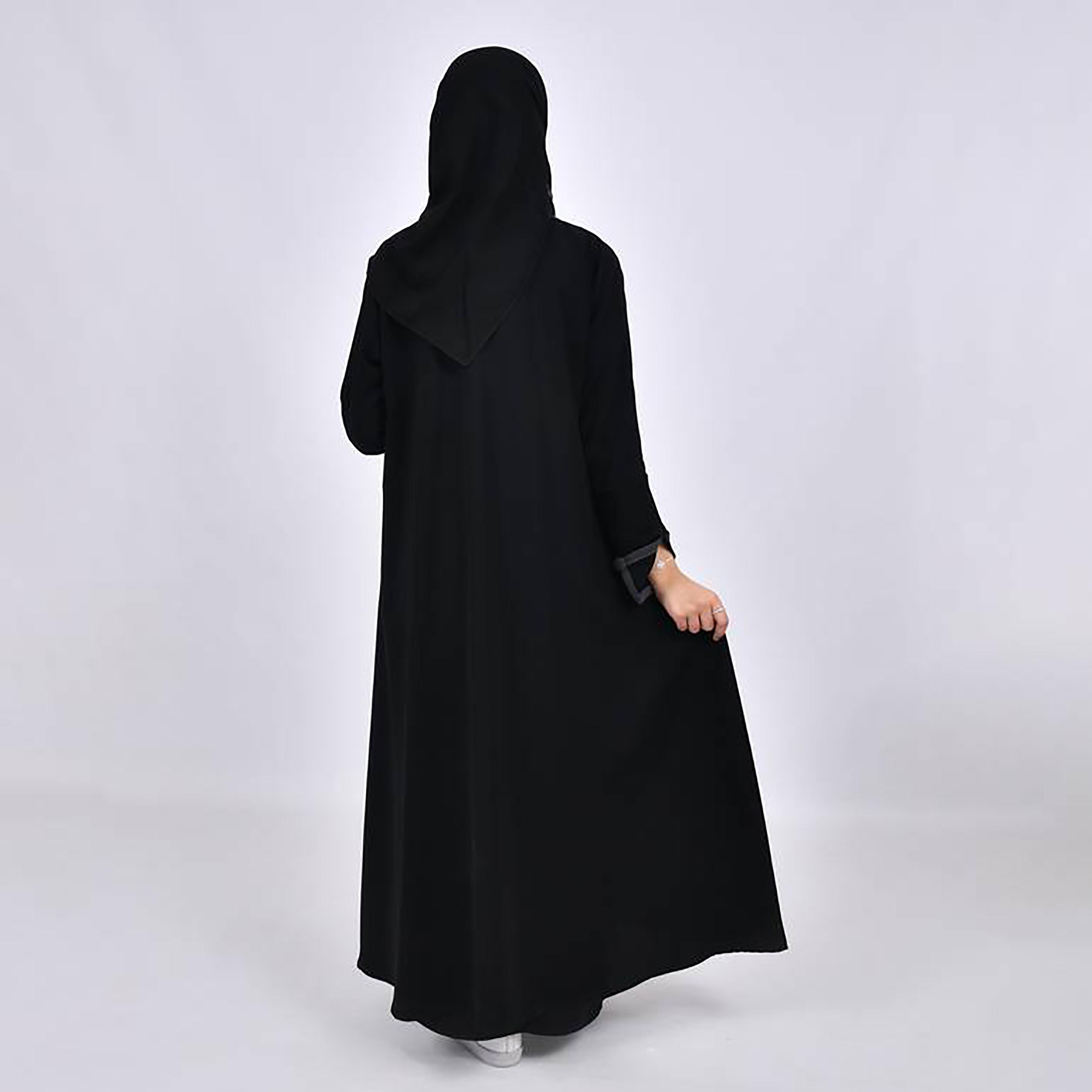 Hawraa Crepe Shawl Lapel Slit Sleeves Abaya with Hijab-girls-arabicclothing-abayas-image-4