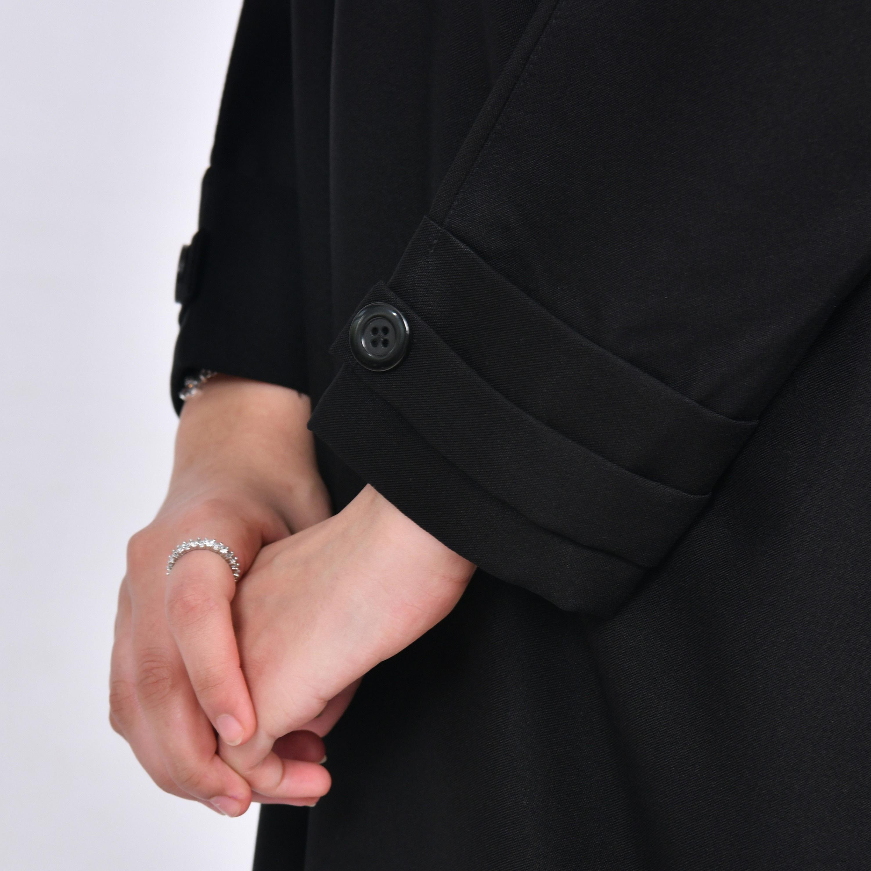 Hawraa Black Lapel Collar Crepe Girls Abaya with Hijab-girls-arabicclothing-abayas-image-2