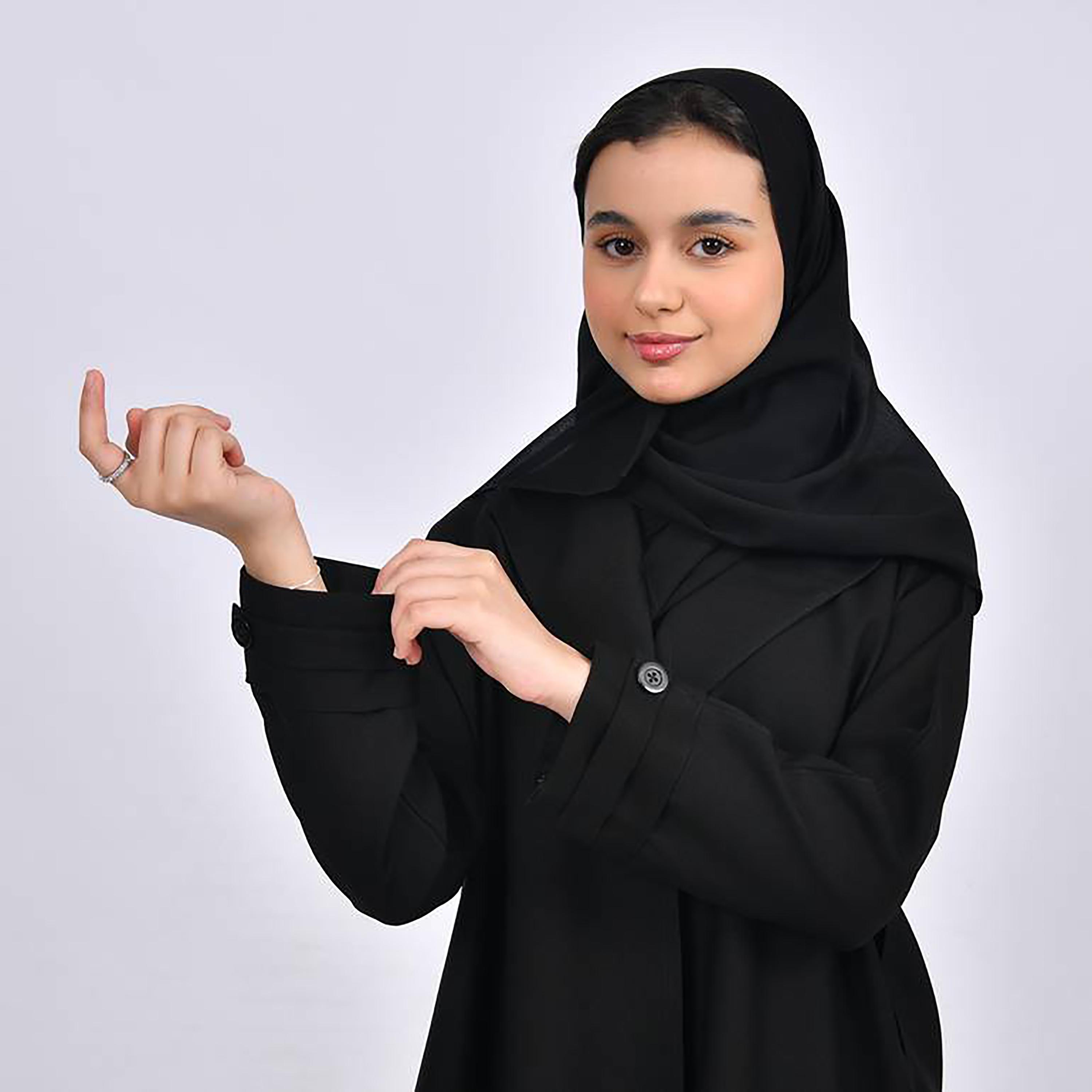 Hawraa Crepe Shawl Lapel Pleated Abaya with Hijab-girls-arabicclothing-prayer-image-2