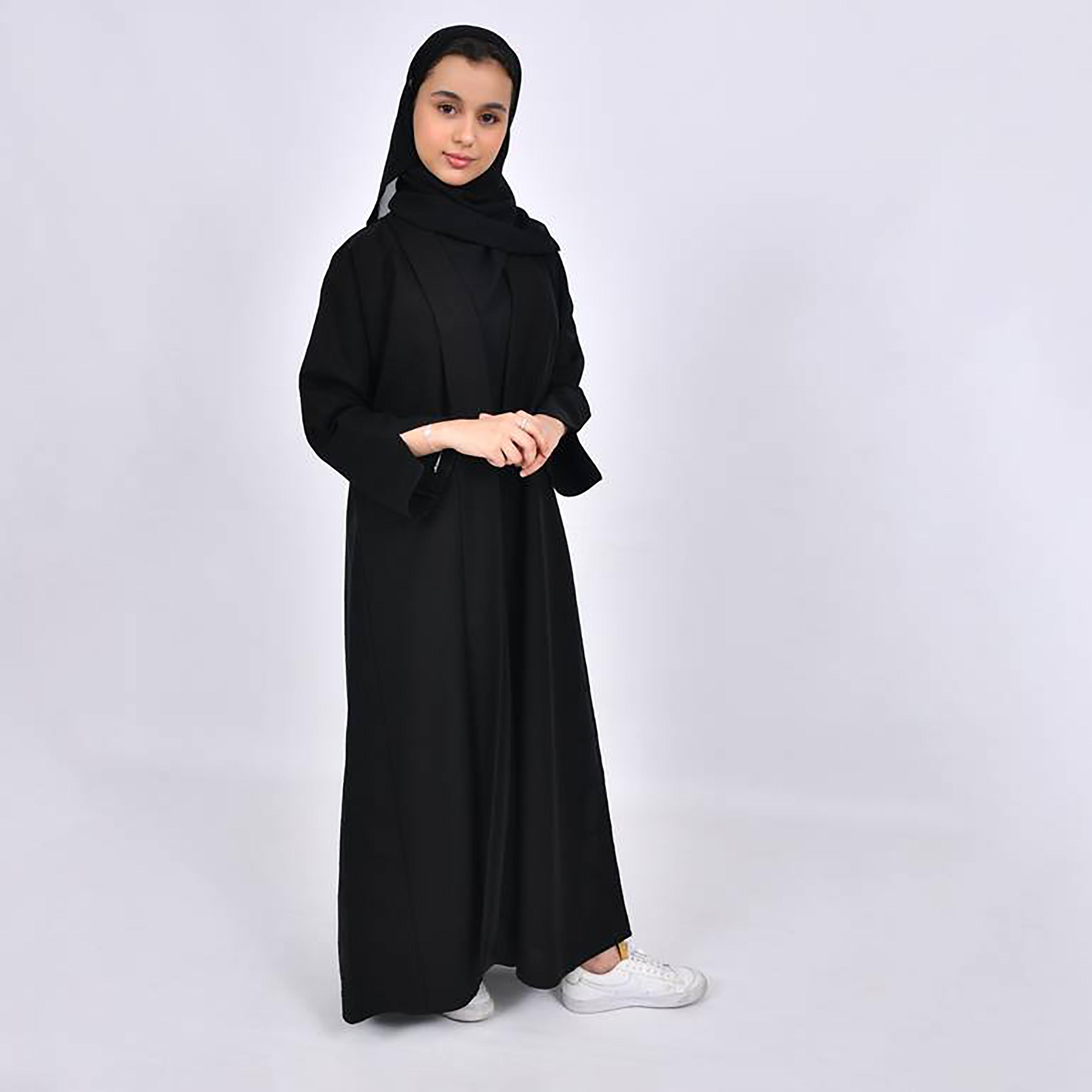 Hawraa Crepe Embroidered Abaya with Hijab-girls-arabicclothing-prayer-image-1