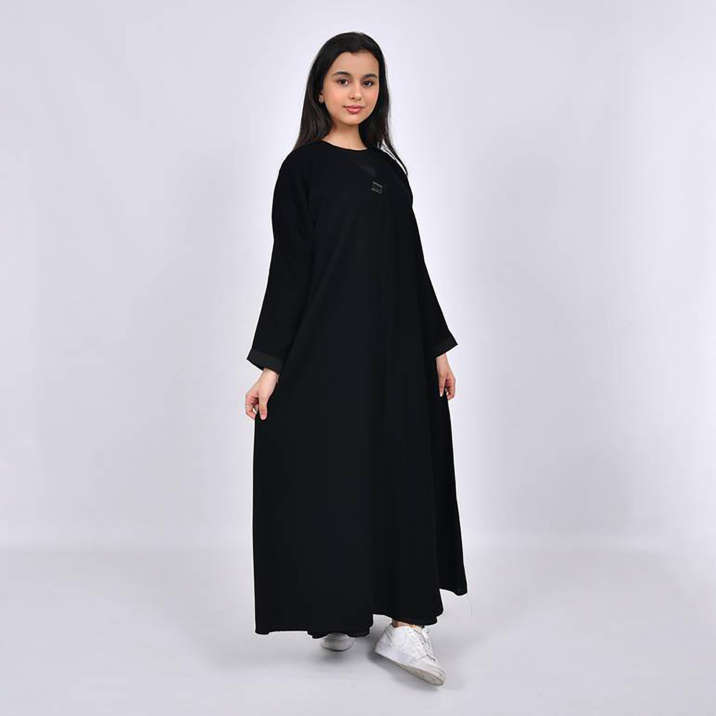 Hawraa Crepe Front Snap Button Closure Abaya with Hijab-girls-arabicclothing-prayer-image-1