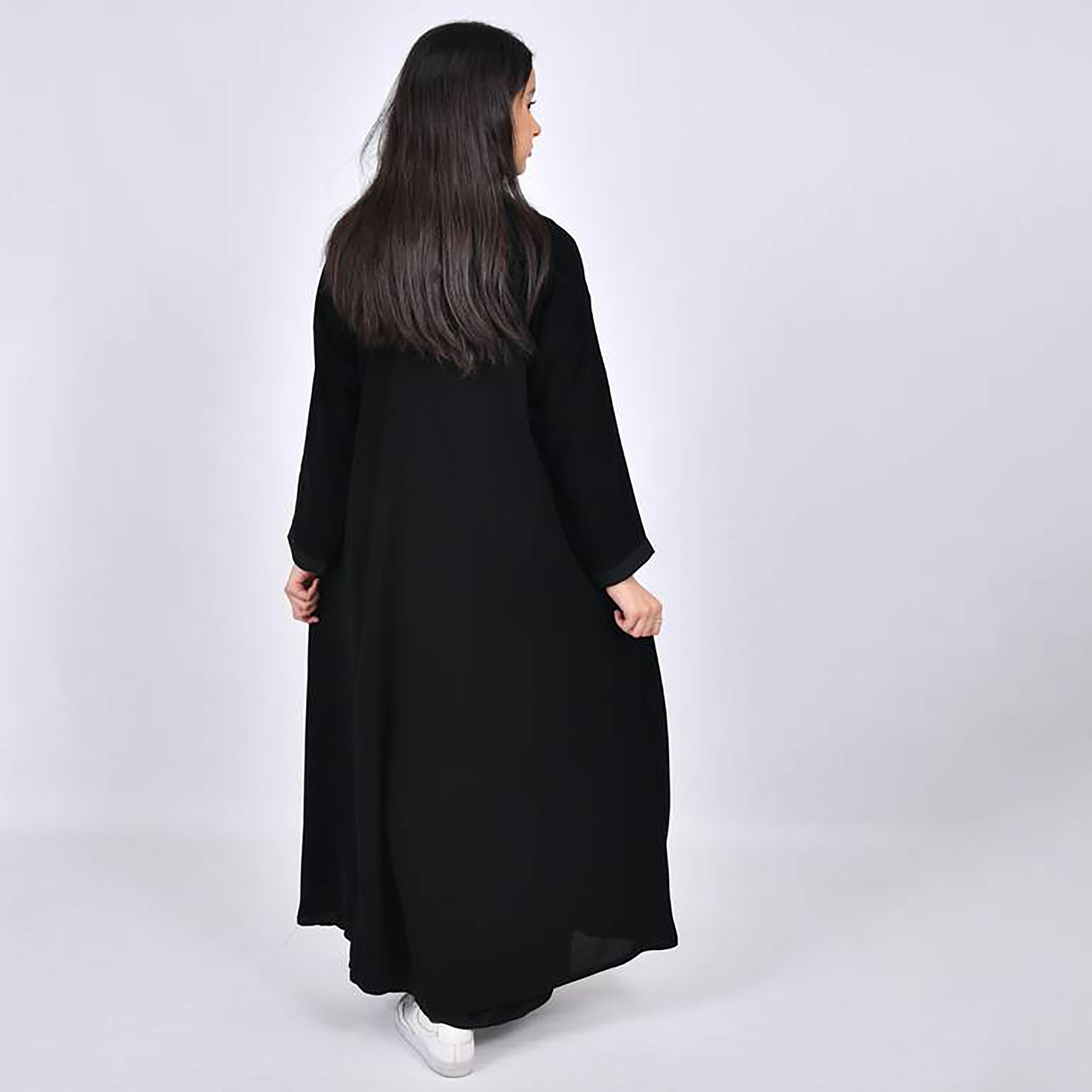 Hawraa Crepe Front Snap Button Closure Abaya with Hijab-girls-arabicclothing-abayas-image-5