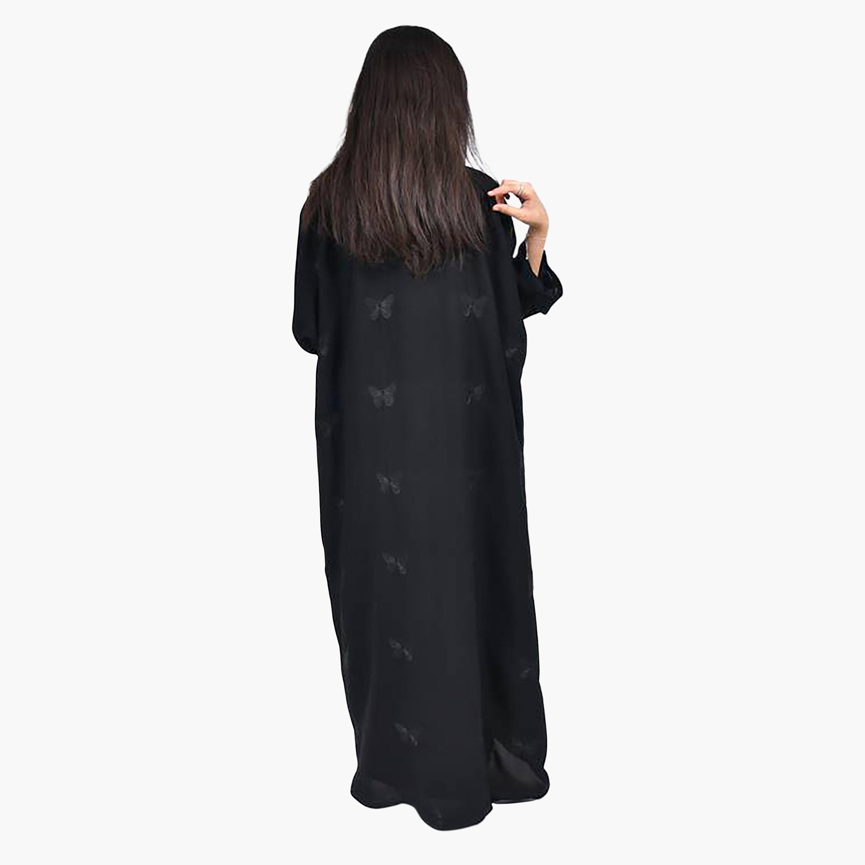 Hawraa Crepe Butterflies Embroidered Abaya with Hijab-girls-arabicclothing-prayer-image-4
