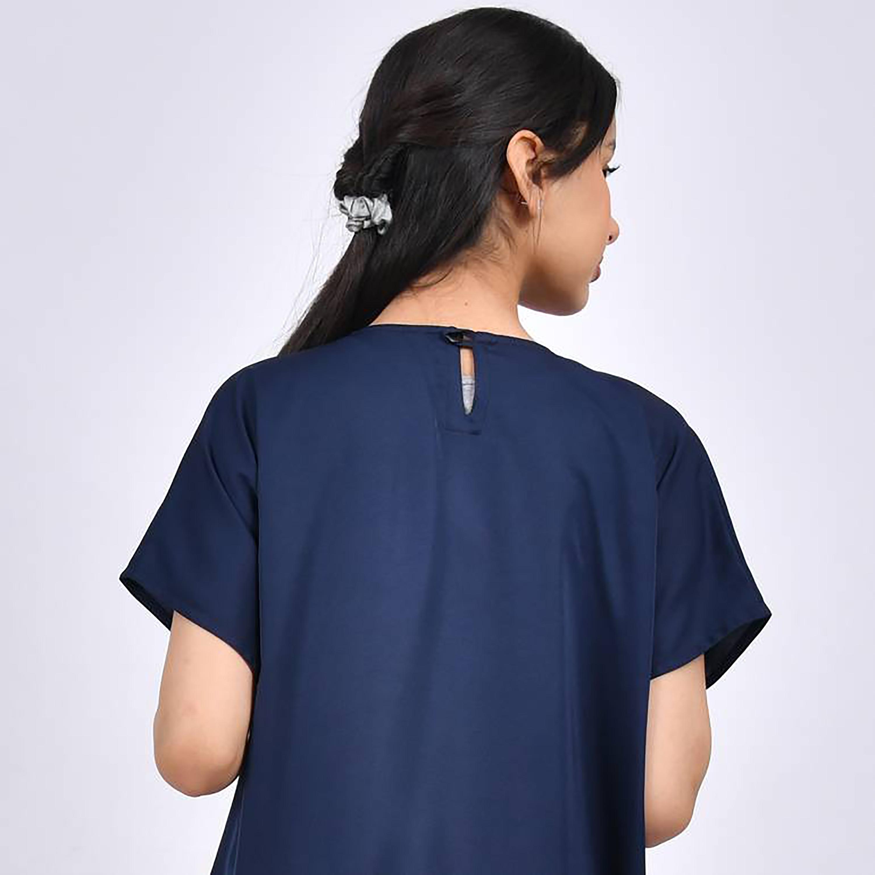 Hawraa Crepe Navy Blue Abaya Inner Dress-girls-arabicclothing-abayas-image-4
