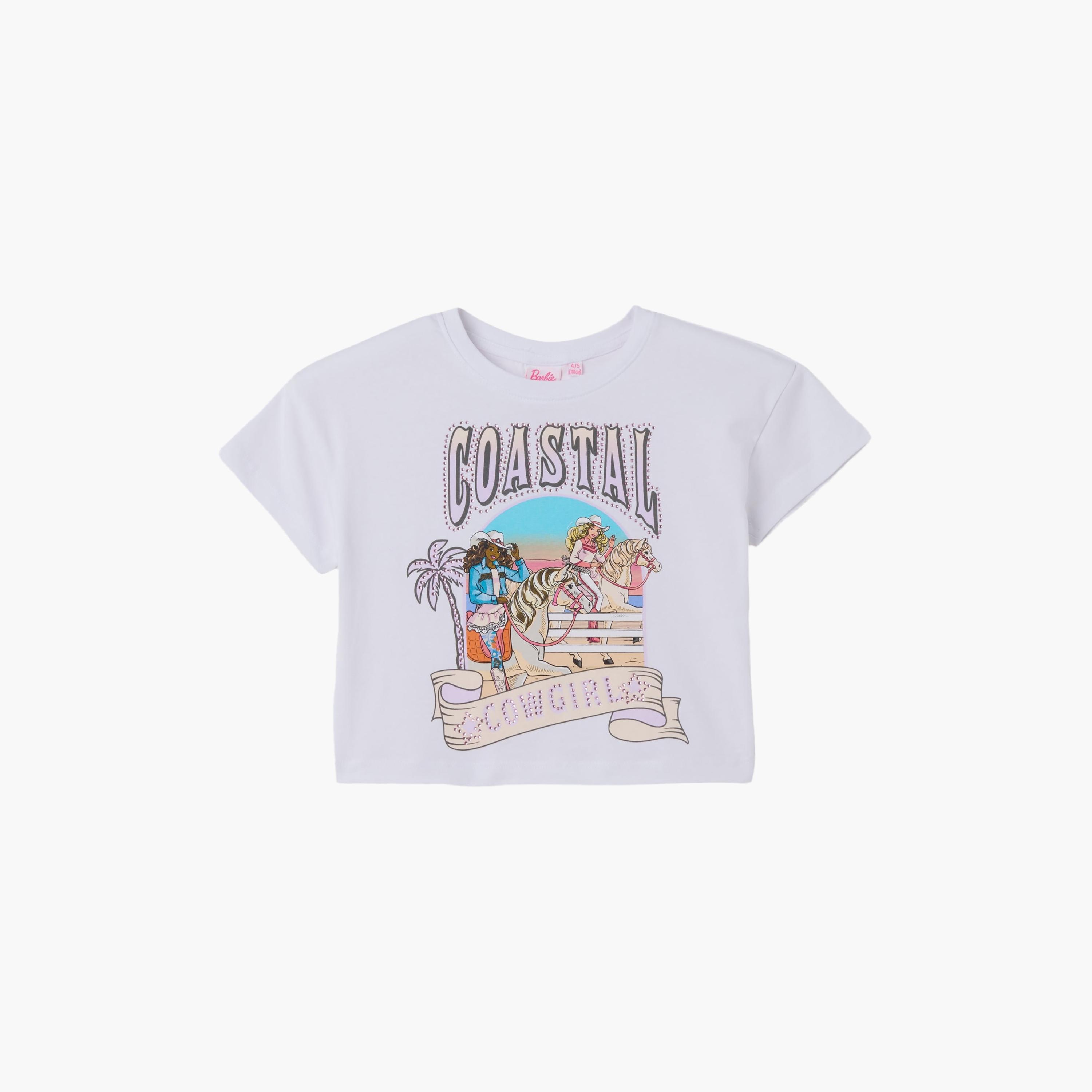 OVS Coastal Printed Cotton Blend Half Sleeves T-Shirt-girls-clothing-tshirts-image-1