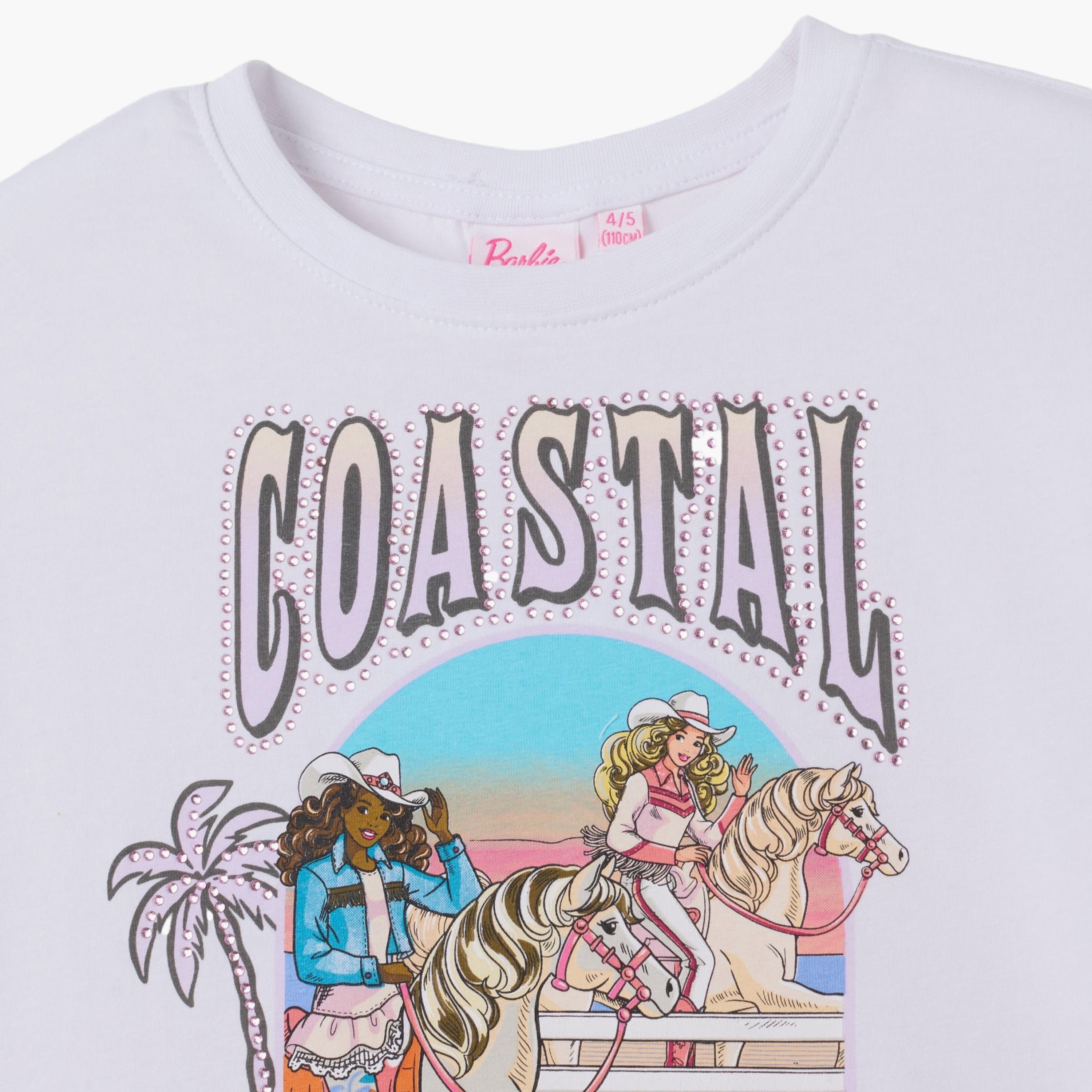 تيشيرت قطن بطبعة "كوستال" بأكمام قصيرة من اوه في اس-girls-clothing-tshirts-image-3