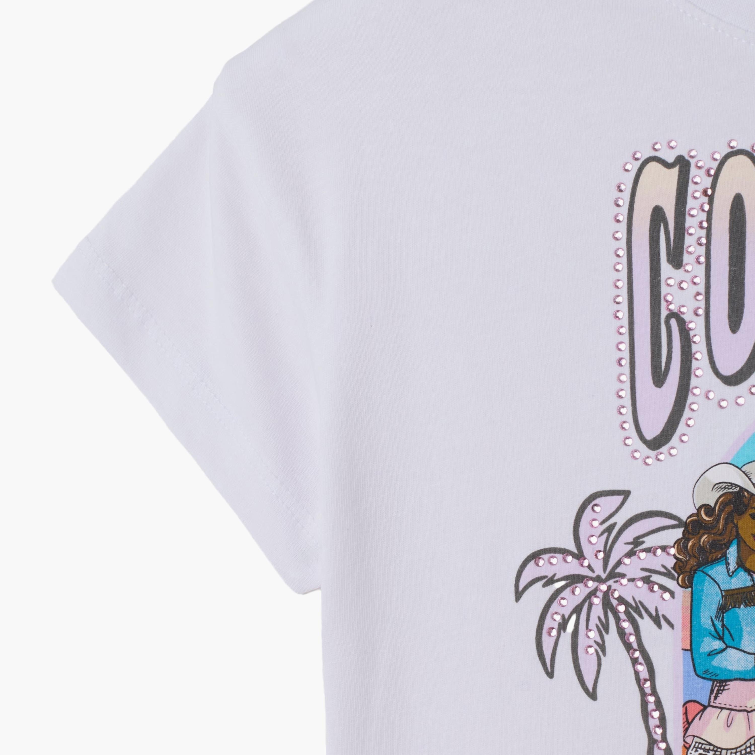تيشيرت قطن بطبعة "كوستال" بأكمام قصيرة من اوه في اس-girls-clothing-tshirts-image-4