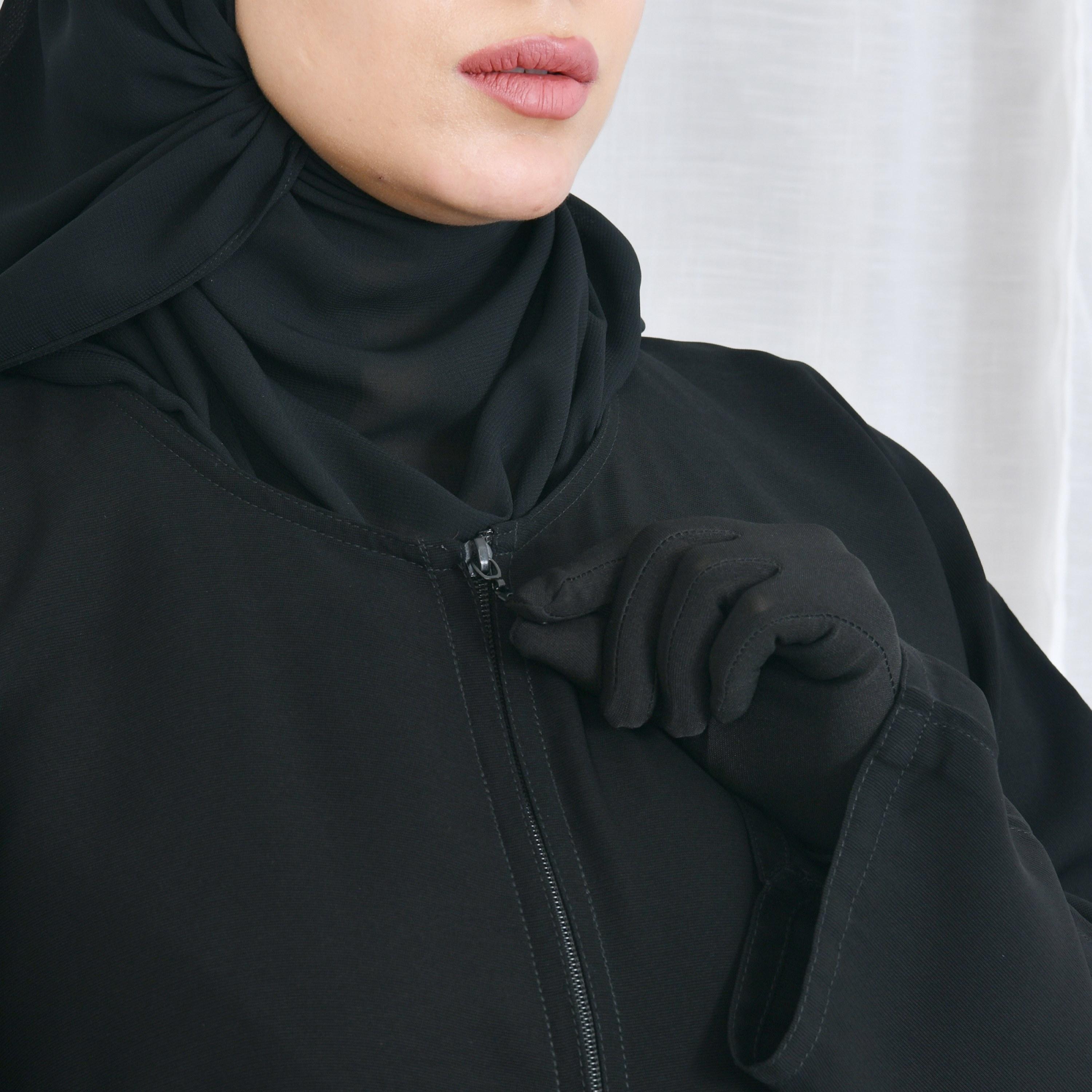 Khamari Black Flare Sleeves Women Abaya with Hijab-women-arabicclothing-abayas-image-3