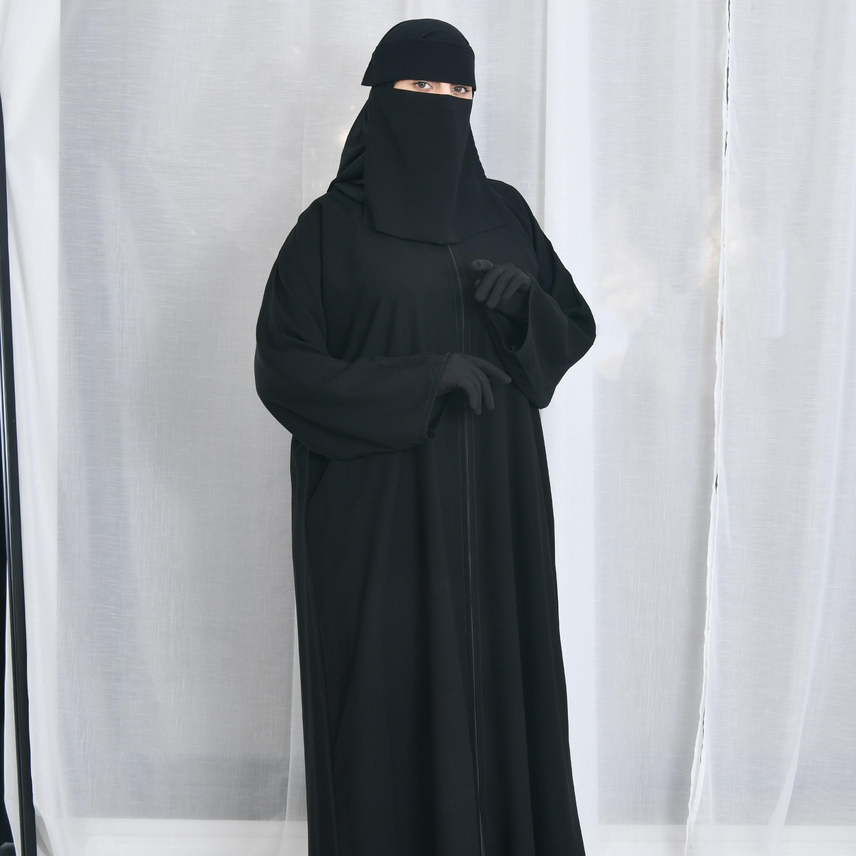 Khamari Black Flare Sleeves Women Abaya with Hijab-women-arabicclothing-abayas-image-4