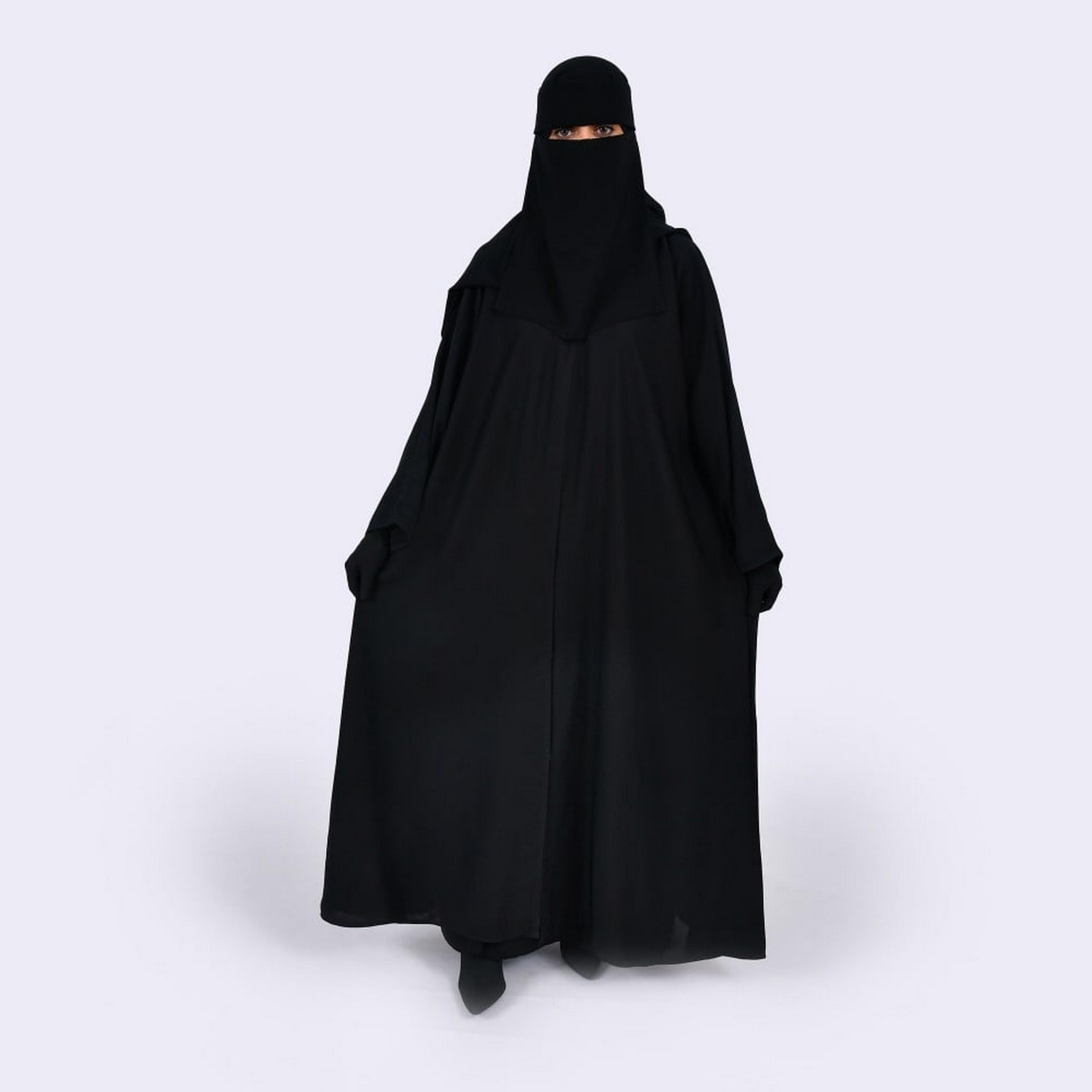 Khamari Black Flare Sleeves Women Abaya with Hijab-women-arabicclothing-abayas-image-1