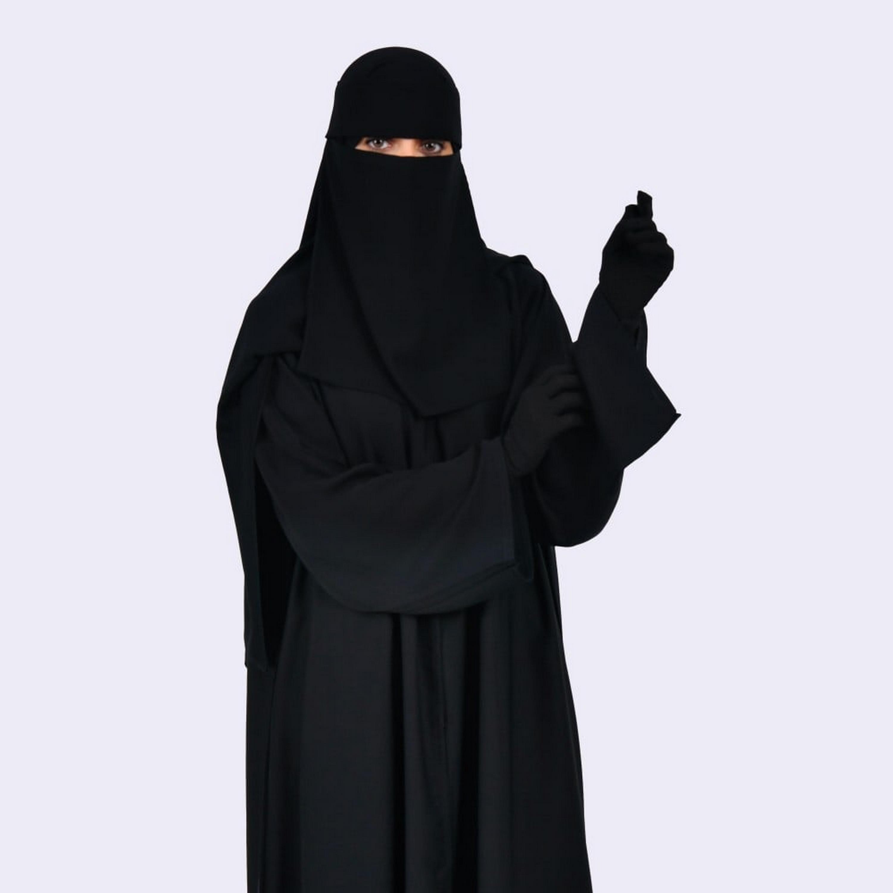 Khamari Black Flare Sleeves Women Abaya with Hijab-women-arabicclothing-abayas-image-2
