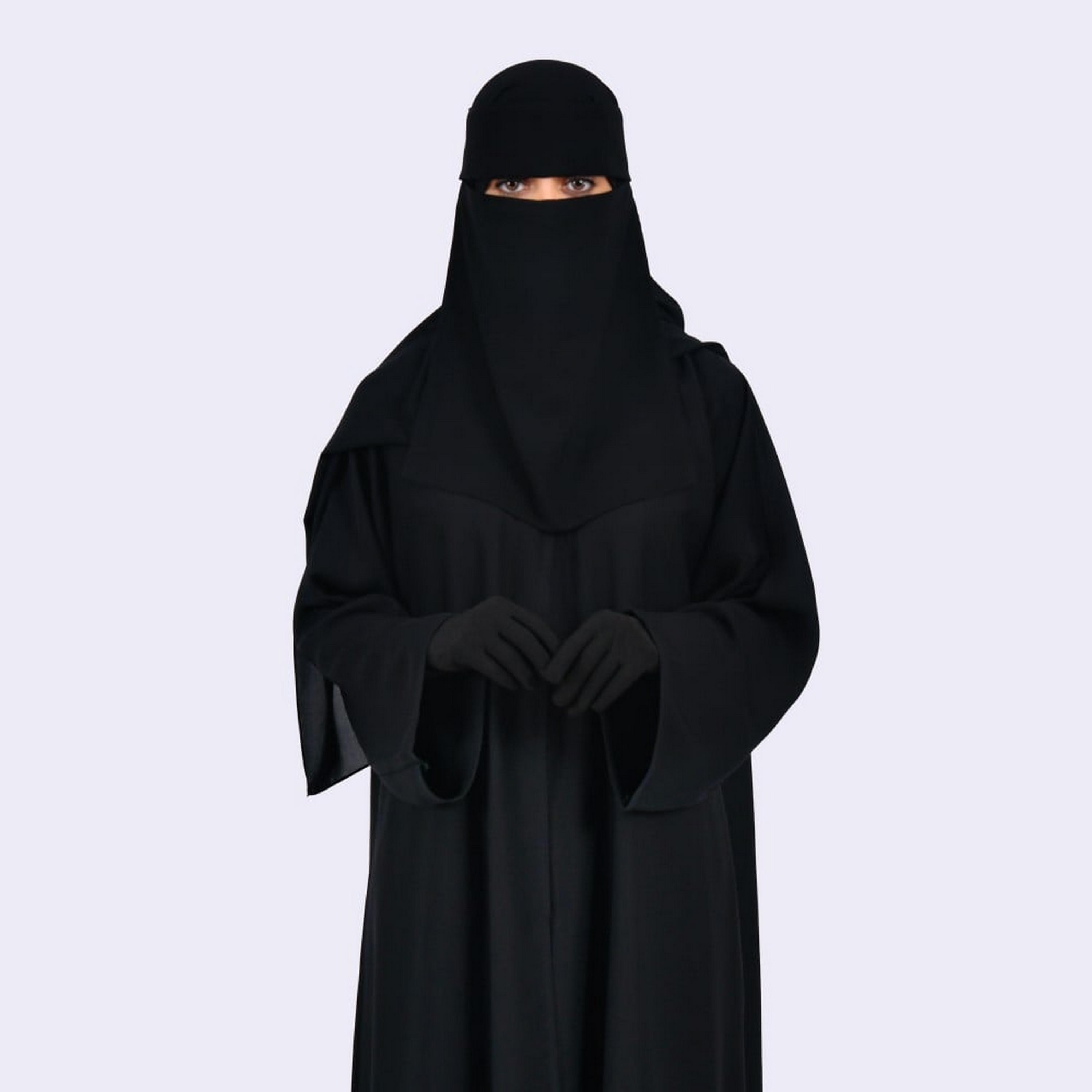 Khamari Black Flare Sleeves Women Abaya with Hijab-women-arabicclothing-abayas-image-3