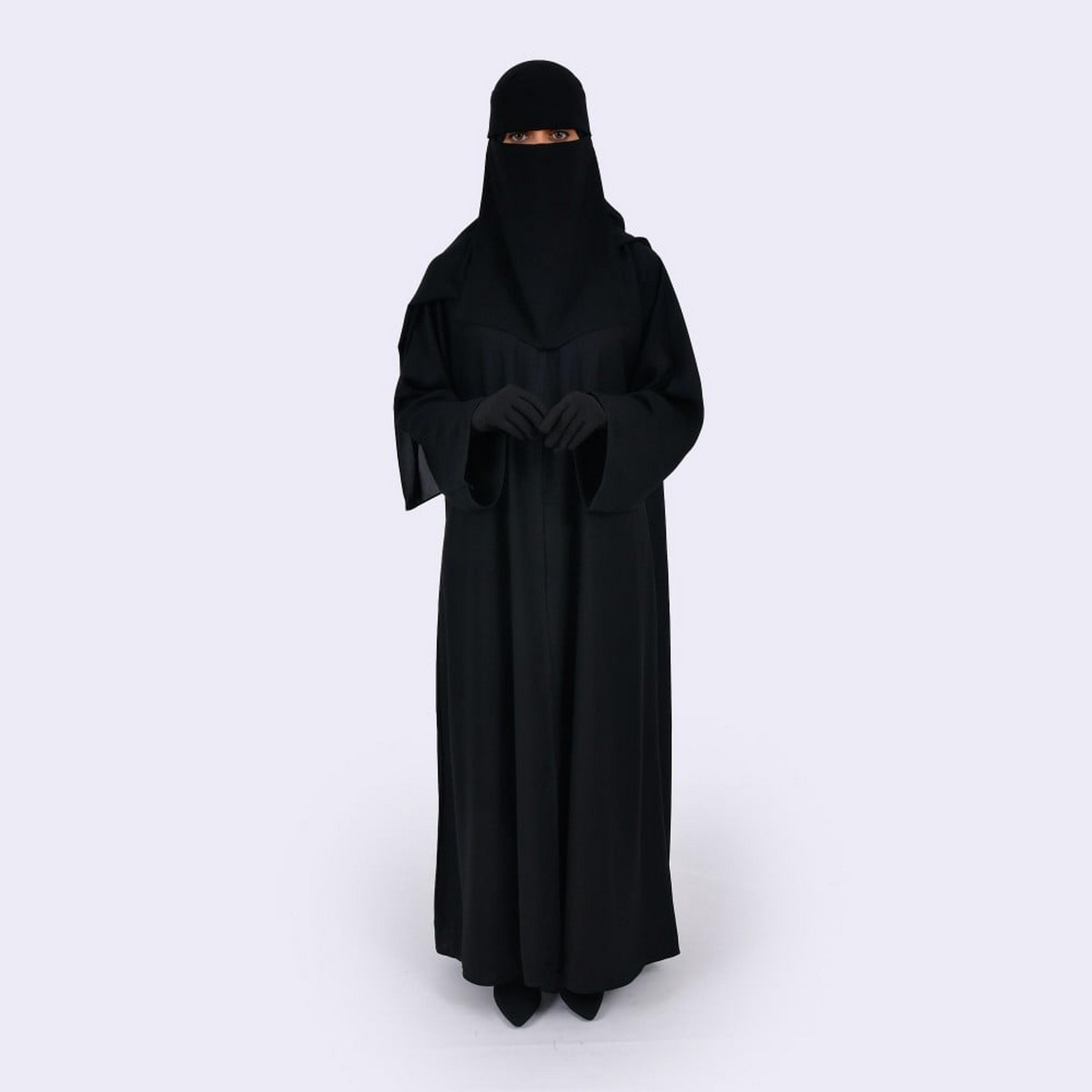 Khamari Black Flare Sleeves Women Abaya with Hijab-women-arabicclothing-abayas-image-4