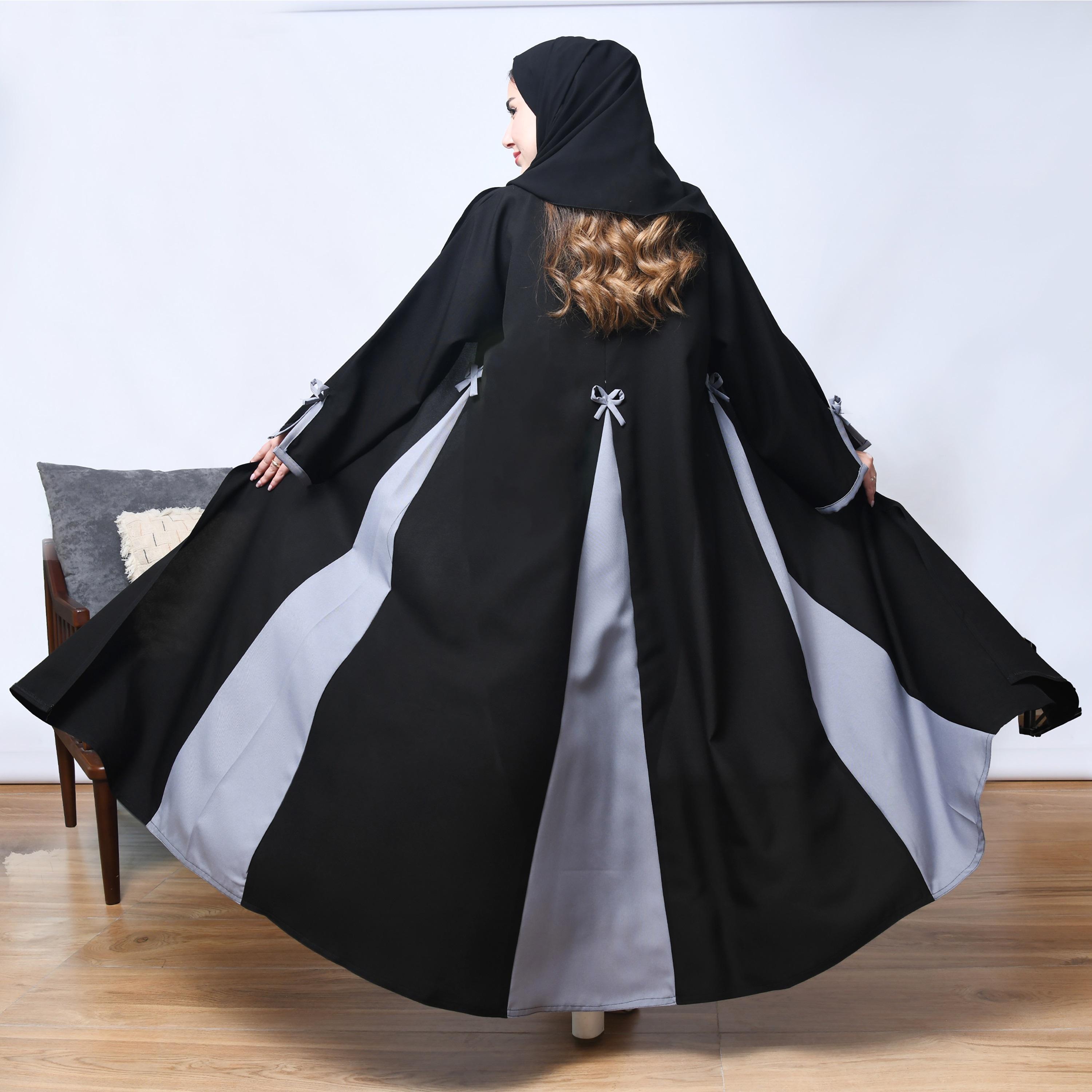 عباية نسائية من الكتان مع حجاب من حوراء، بأكمام طويلة وفتحة عنق، بألوان متعددة من حوراء-women-arabicclothing-abayas-image-6