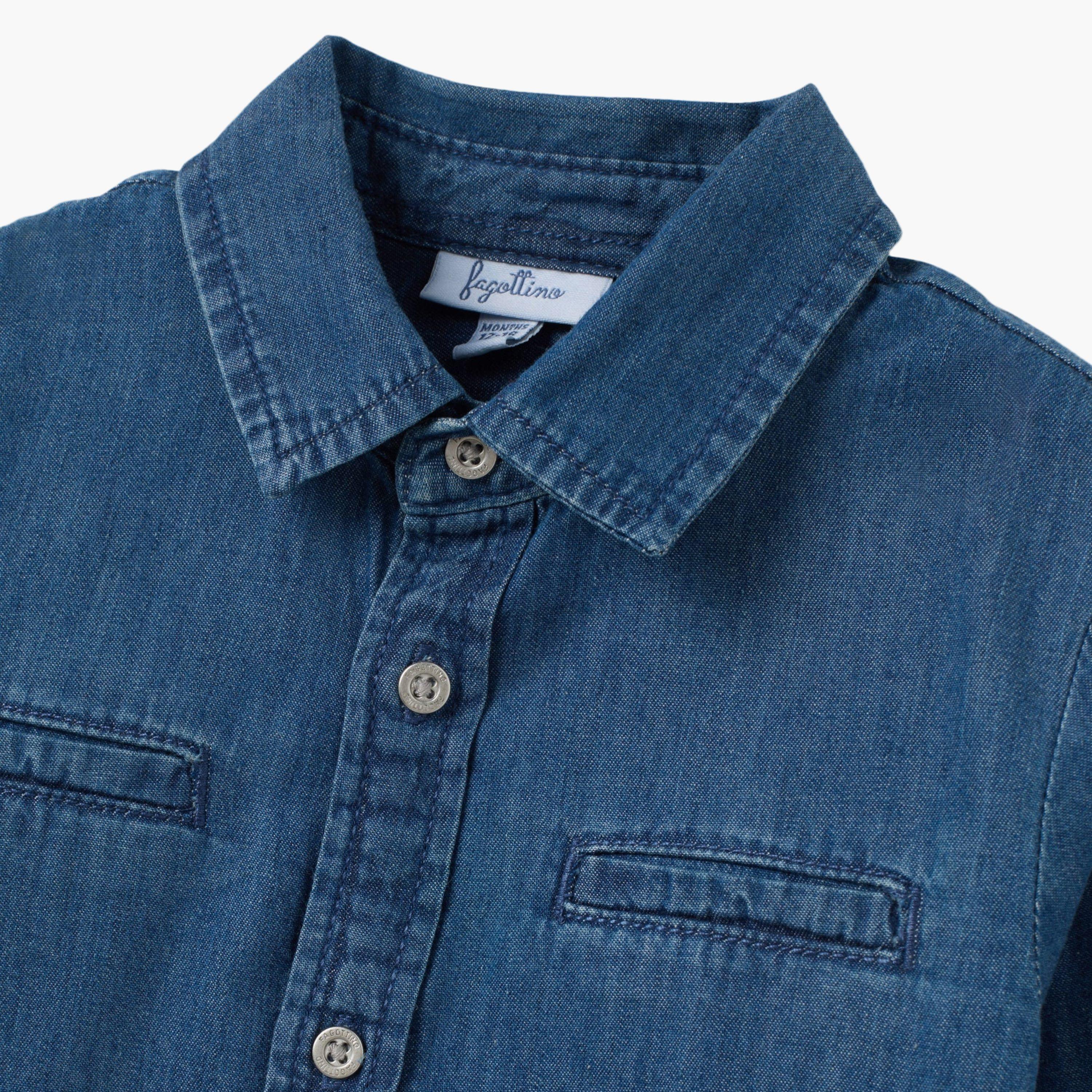 قميص "دينم" سادة بأكمام طويلة من اوه في اس-baby-boys-clothing-shirts-image-3