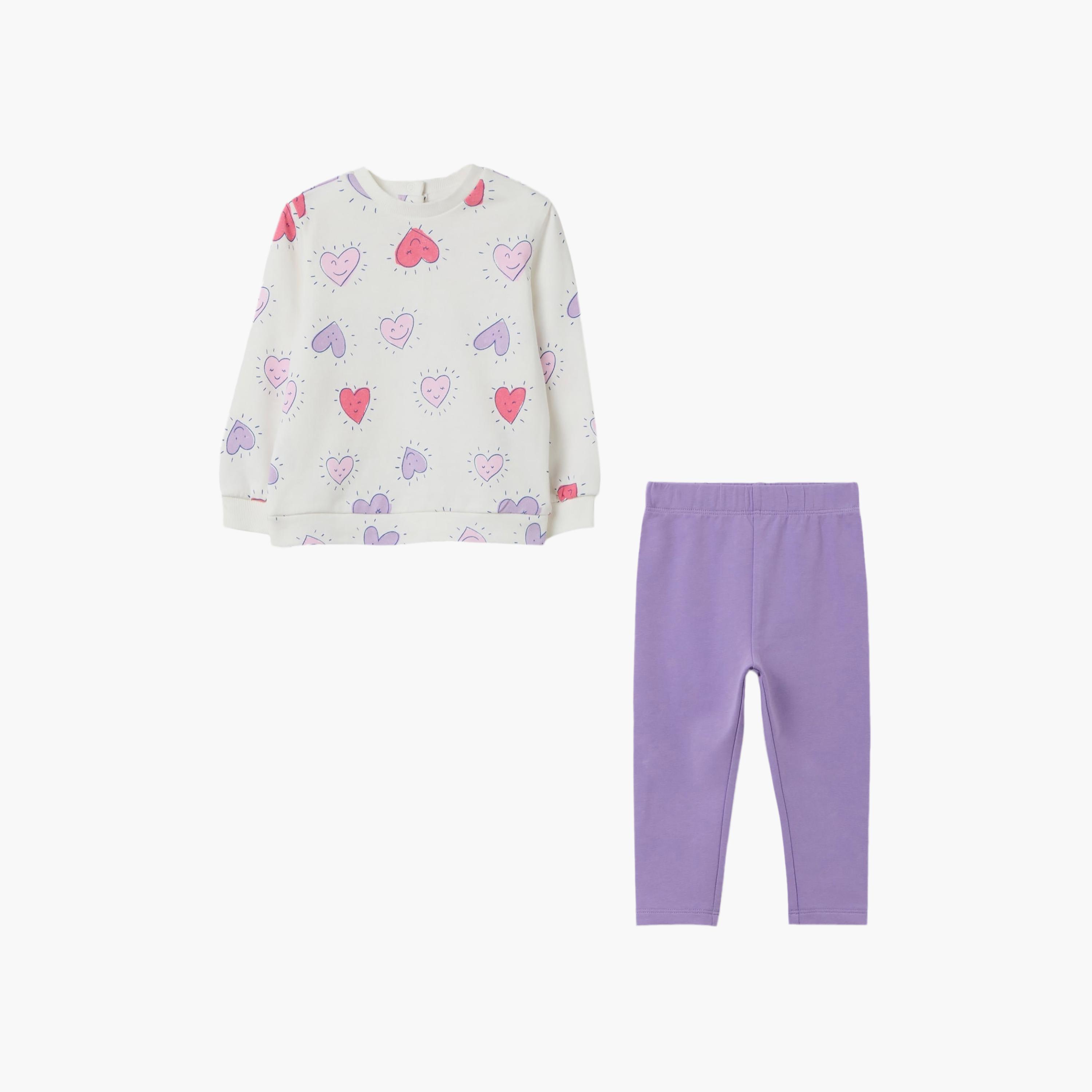 طقم بلوزة قطن مطبوعة بأكمام طويلة وبيجامة من اوه في اس-baby-girls-clothing-setsandcoords-image-1