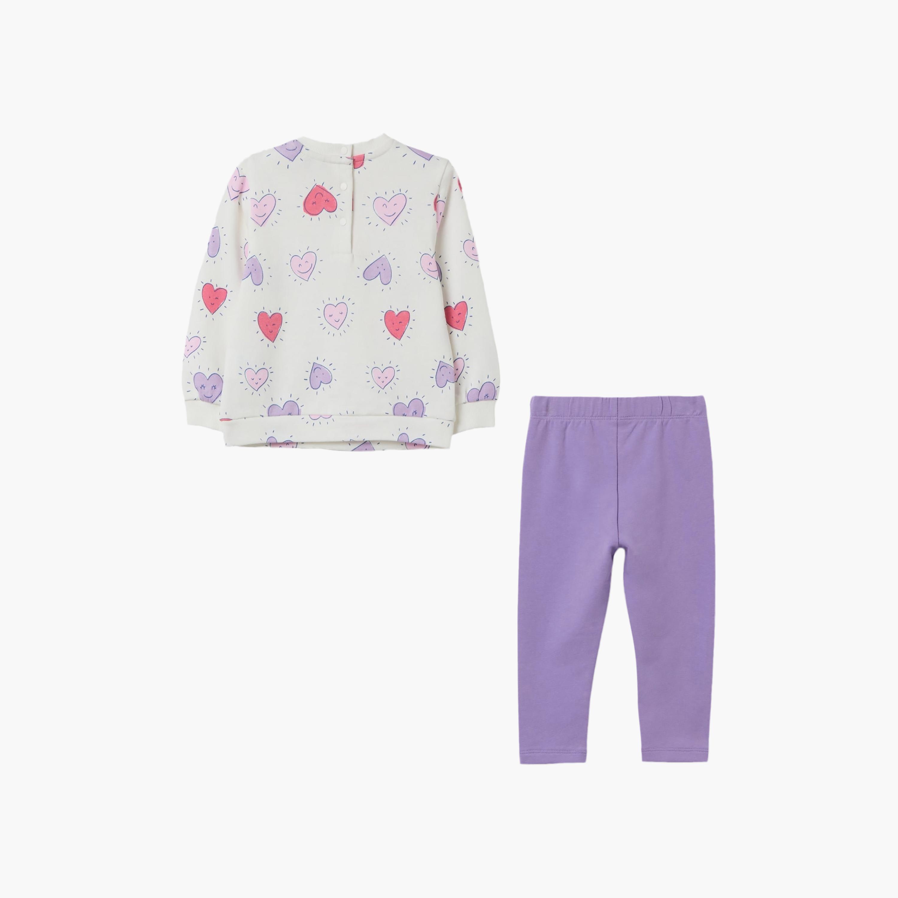 طقم بلوزة قطن مطبوعة بأكمام طويلة وبيجامة من اوه في اس-baby-girls-clothing-setsandcoords-image-2