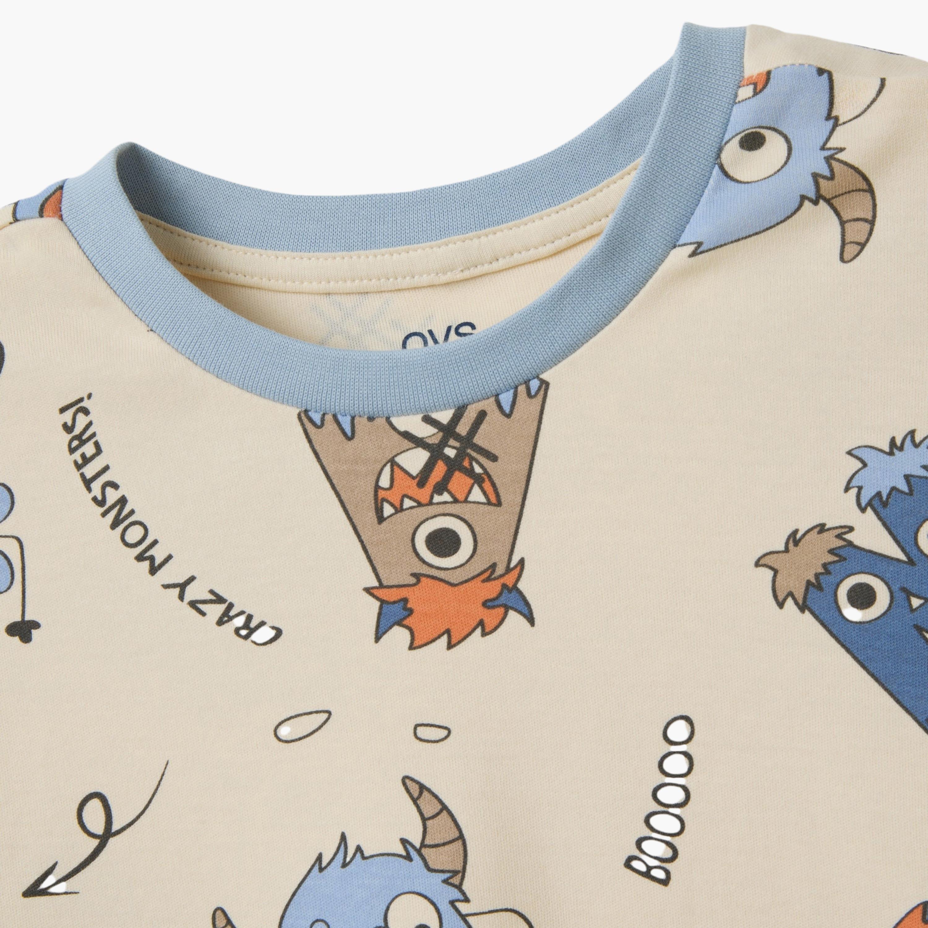 طقم بلوزة قطن مطبوعة بأكمام طويلة وبنطال جوغرز من اوه في اس-boys-clothing-setsandcoords-image-3