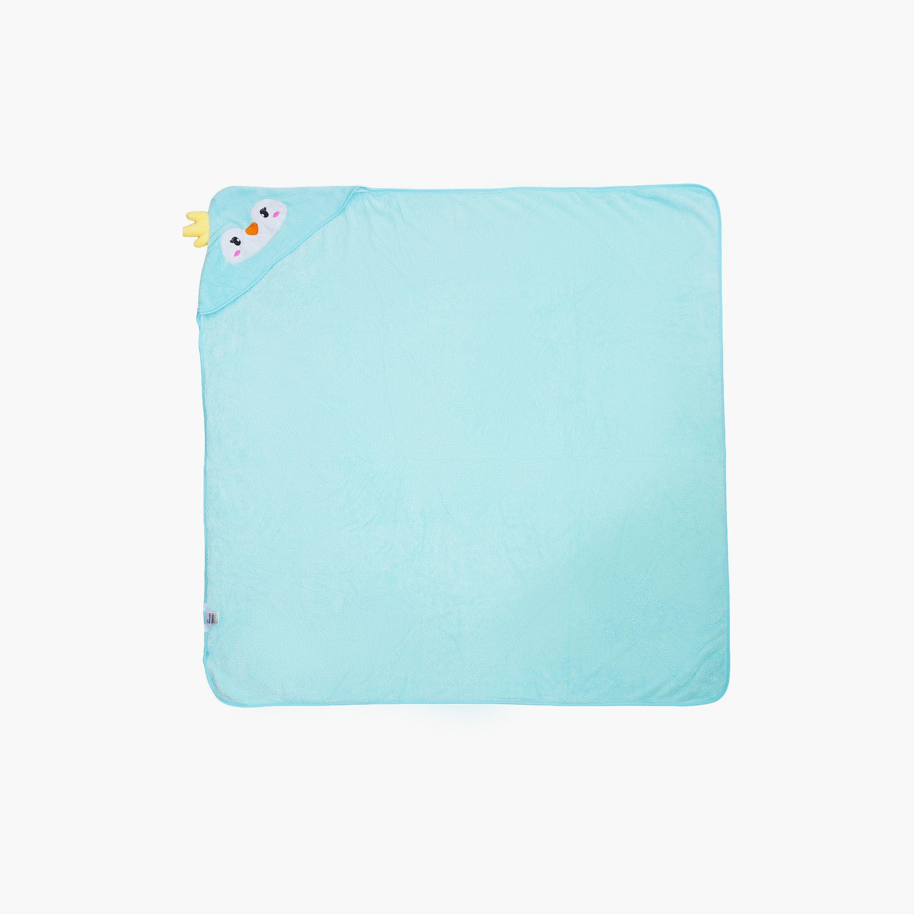 Babyqlo Penguin Hooded Bath Towel Wrap - Aqua-baby-bathandcare-towels-image-1