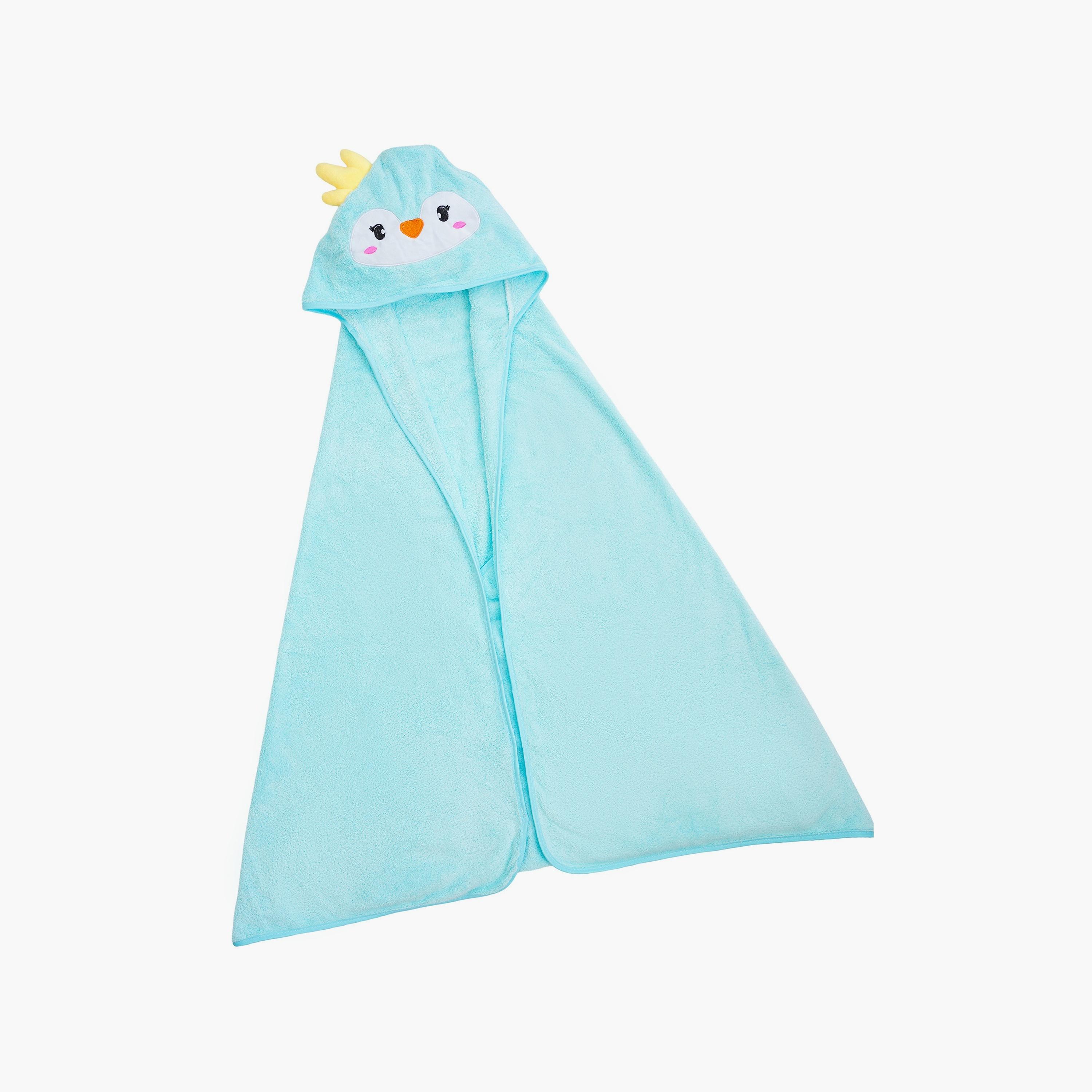 Babyqlo Penguin Hooded Bath Towel Wrap - Aqua-baby-bathandcare-towels-image-3