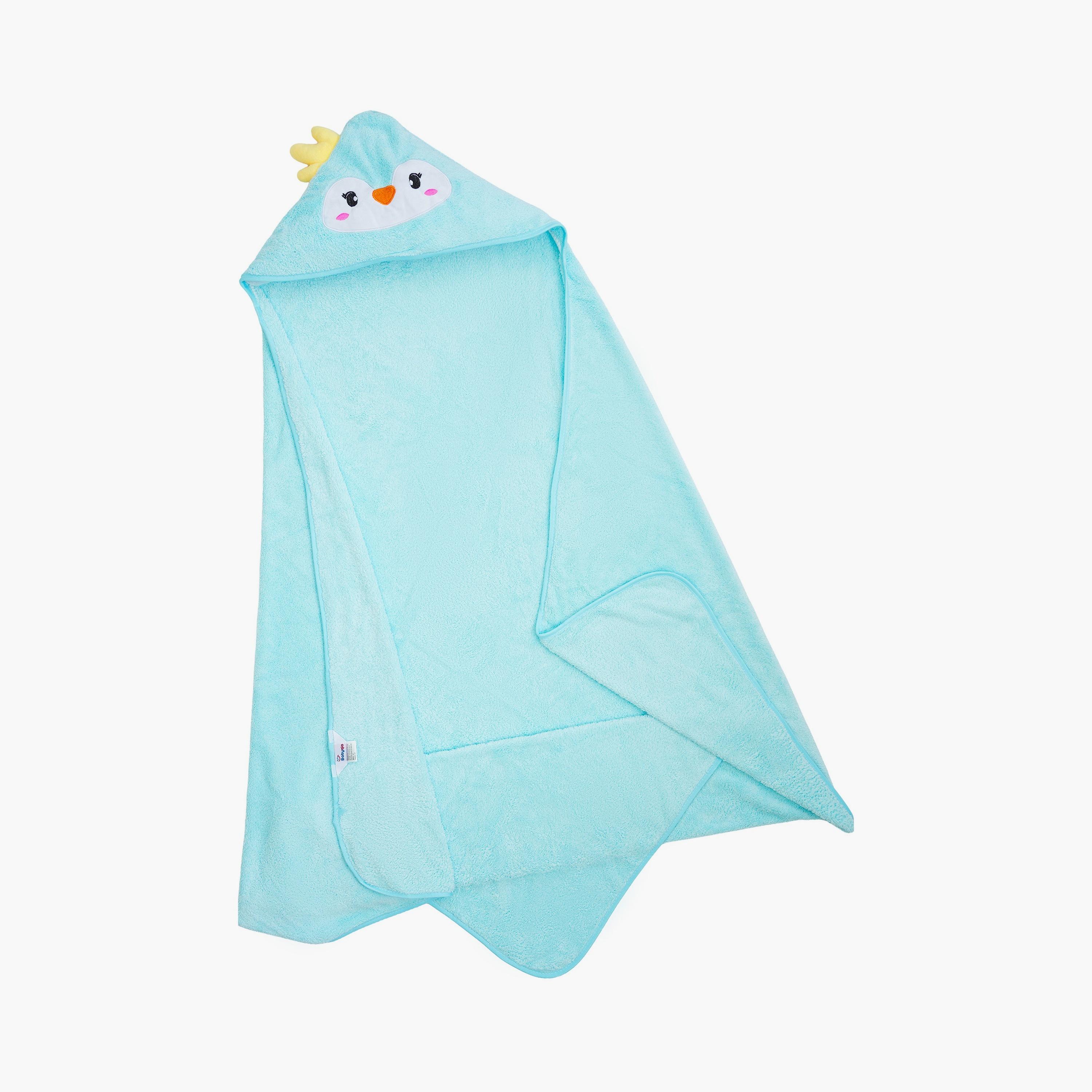 Babyqlo Penguin Hooded Bath Towel Wrap - Aqua-baby-bathandcare-towels-image-4