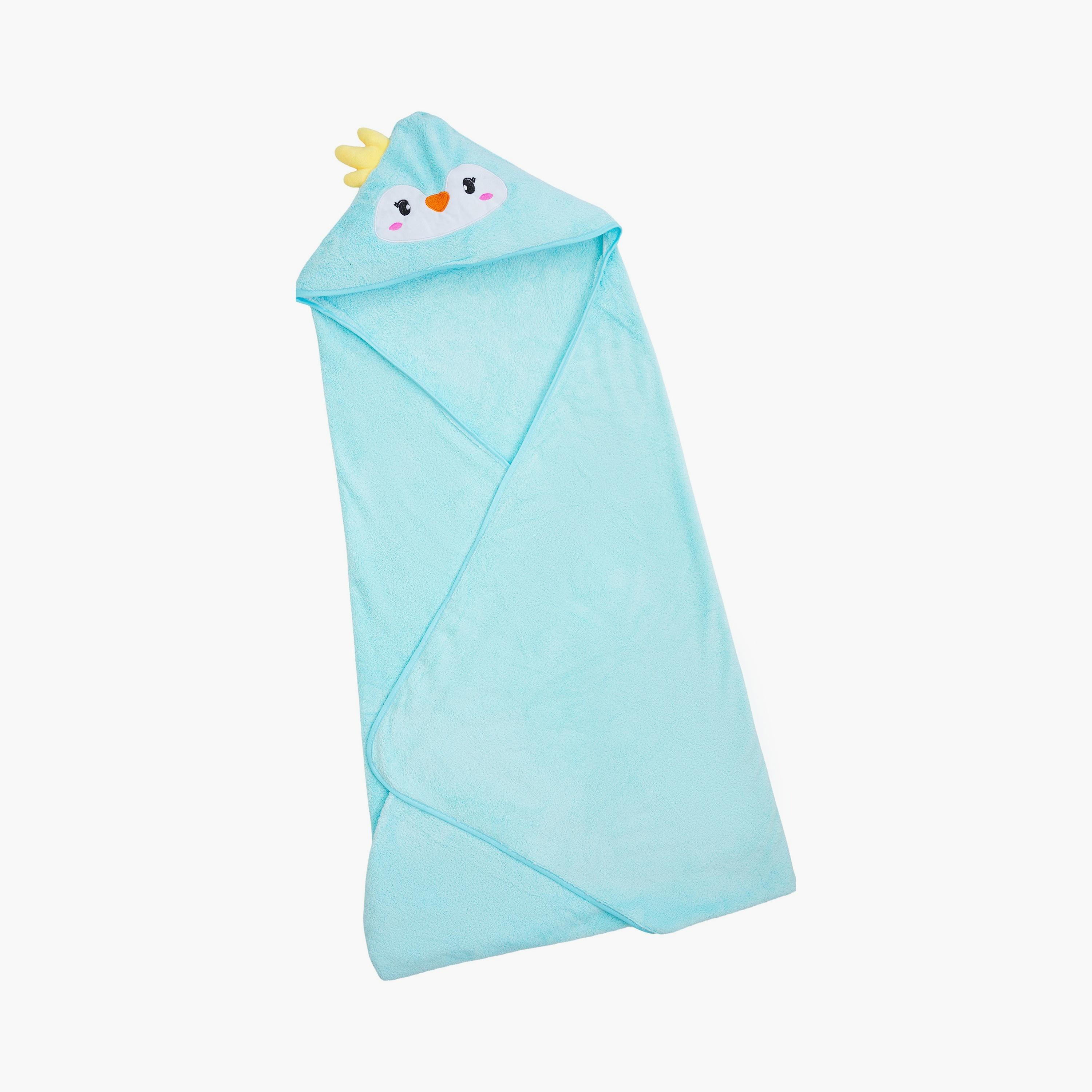 Babyqlo Penguin Hooded Bath Towel Wrap - Aqua-baby-bathandcare-towels-image-5