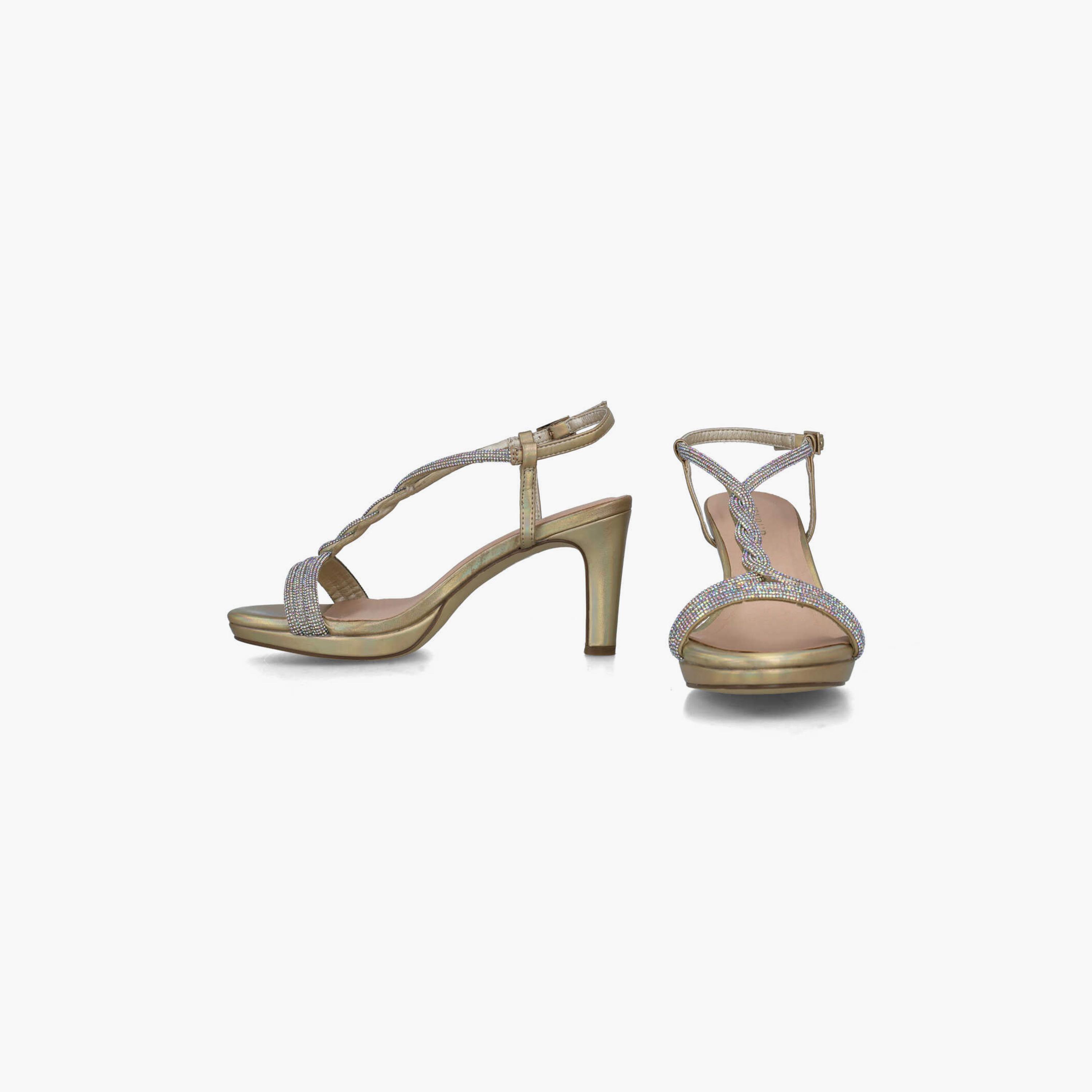 Menbur Women's Metallic Strap Sandals with Embellishment | 24261-women-shoes-heels-image-5