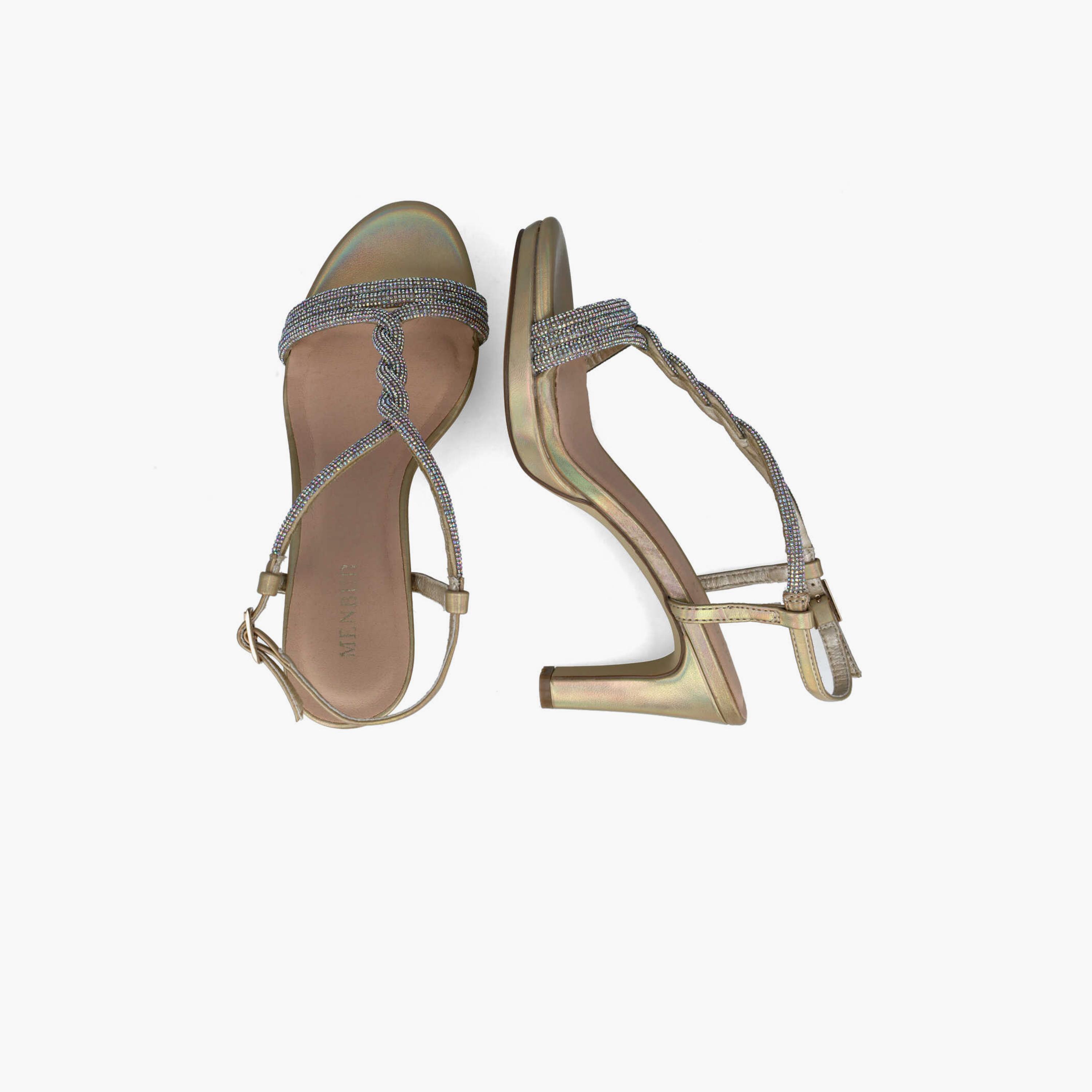 Menbur Women's Metallic Strap Sandals with Embellishment | 24261-women-shoes-heels-image-6