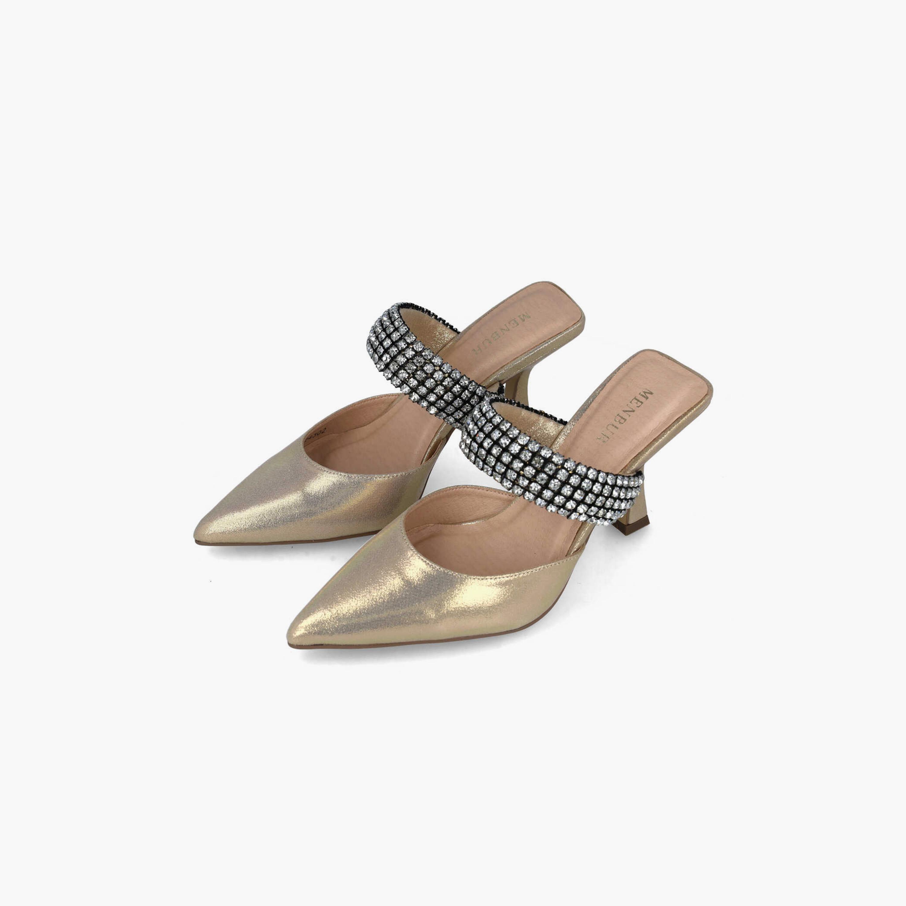 Menbur Women's Glitter Mules with Embellishment | 24302-women-shoes-heels-image-2