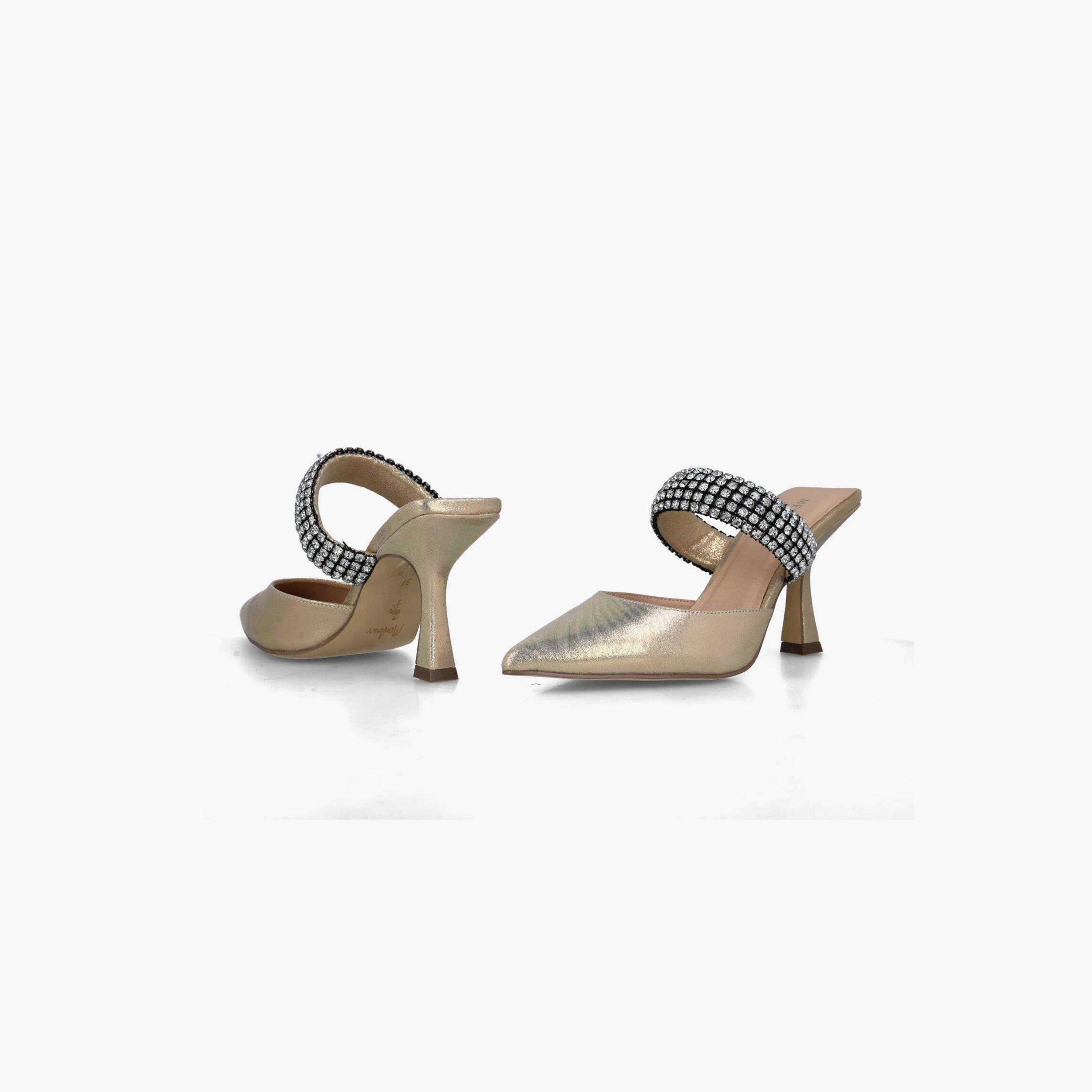 Menbur Women's Glitter Mules with Embellishment | 24302-women-shoes-heels-image-4