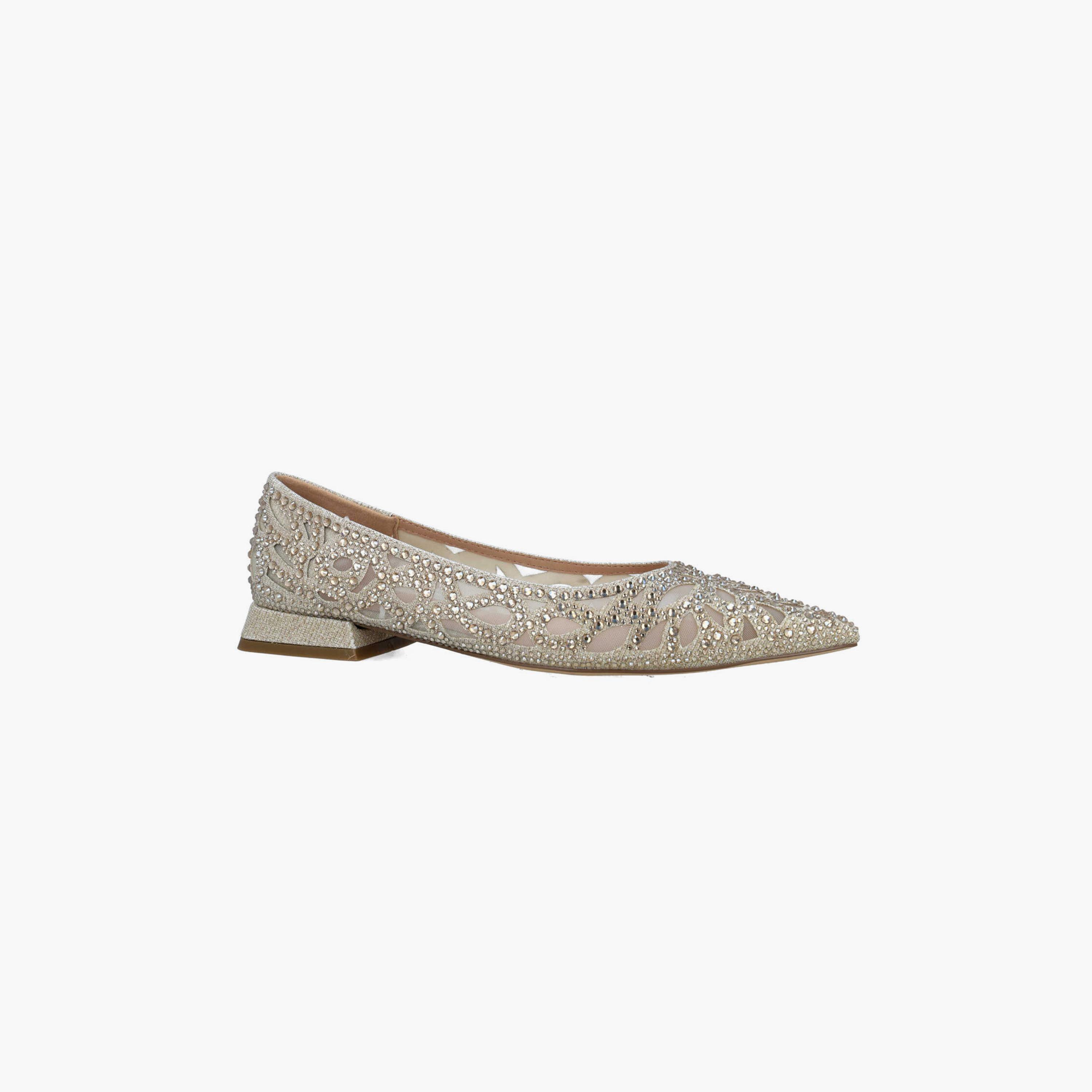 Menbur Women's Glitter Pointed Toe Ballerinas with Rhinestone Accent | 24309-women-shoes-ballerinas-image-1