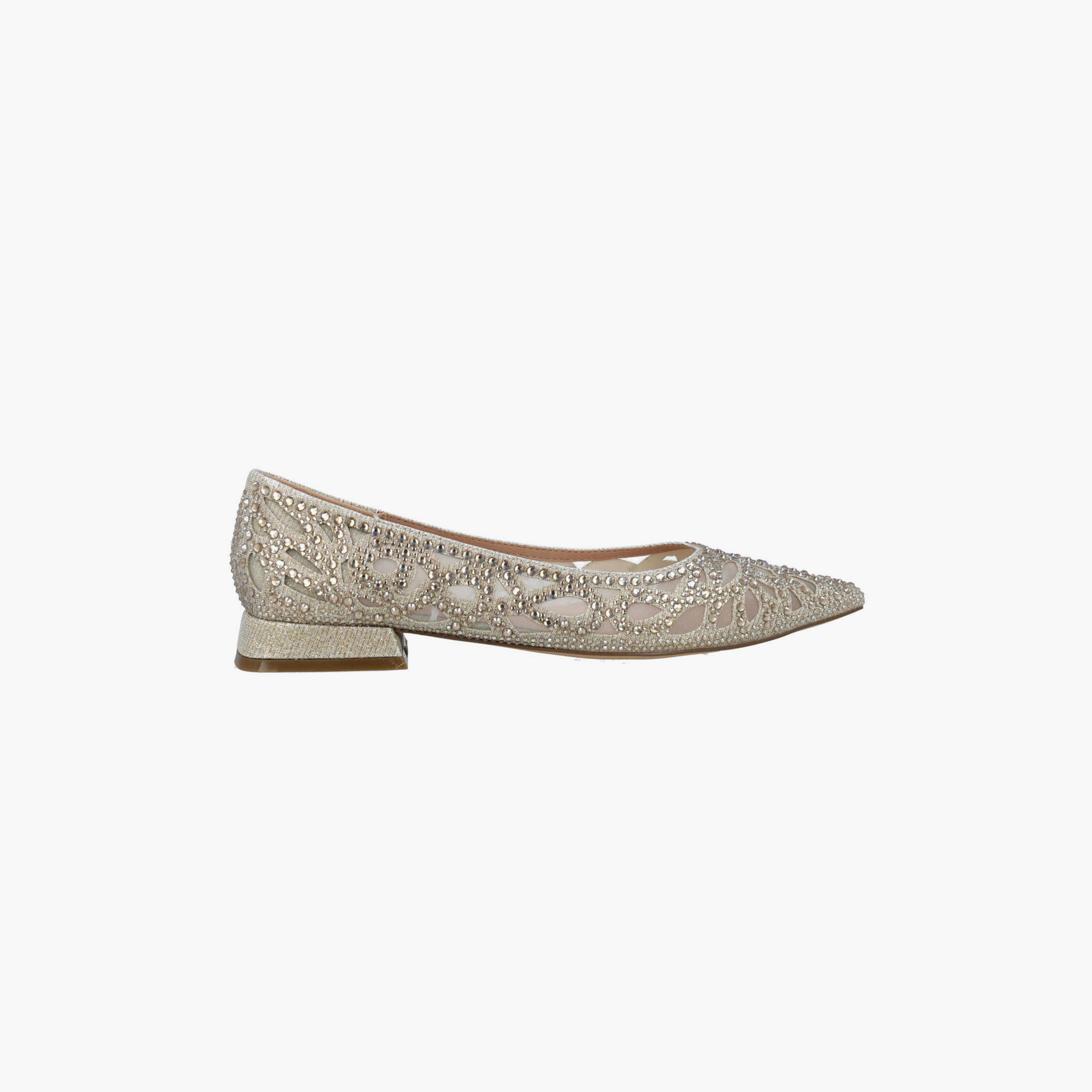 Menbur Women's Glitter Pointed Toe Ballerinas with Rhinestone Accent | 24309-women-shoes-ballerinas-image-2