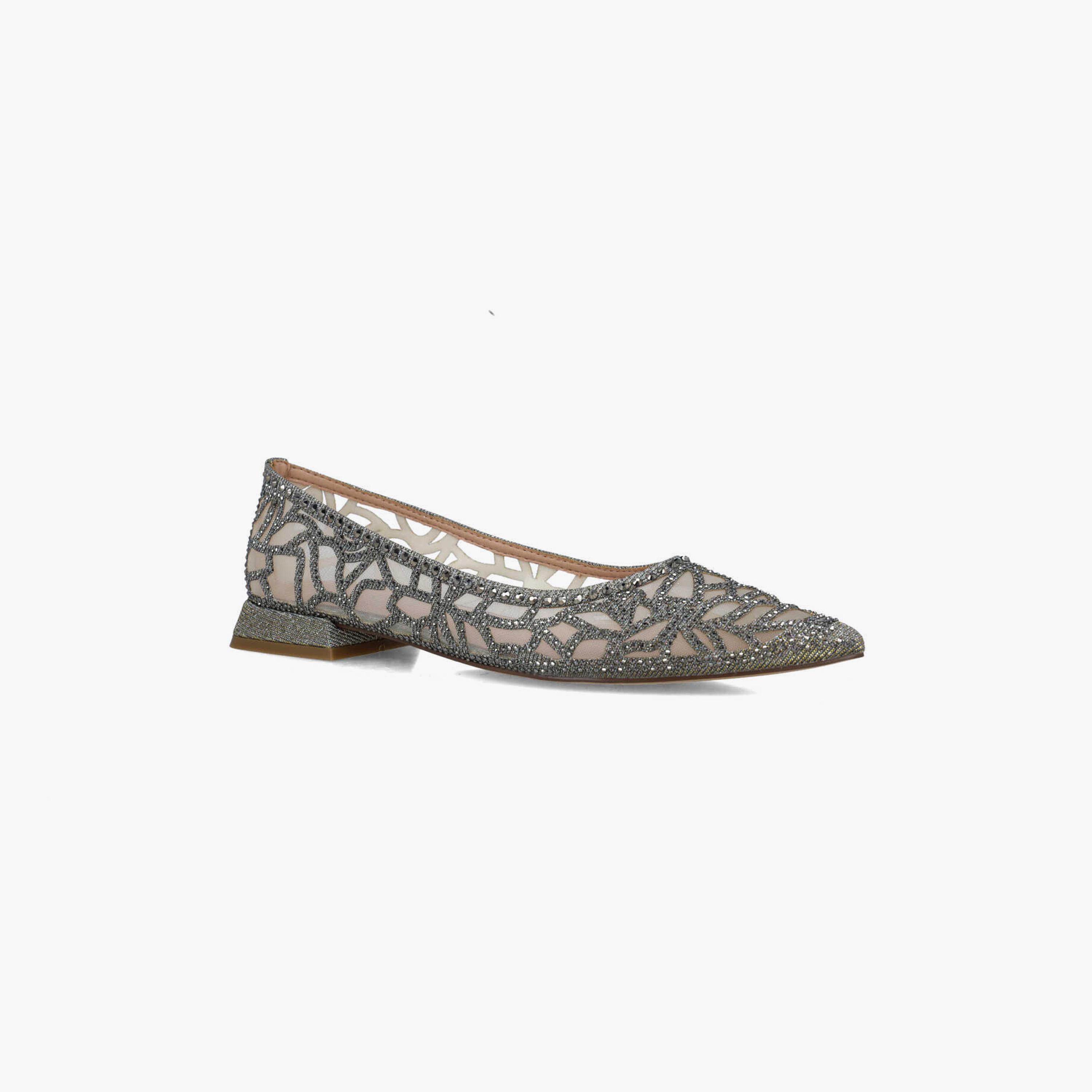 Menbur Women's Glitter Pointed Toe Ballerinas with Rhinestone Accent | 24309-women-shoes-ballerinas-image-1