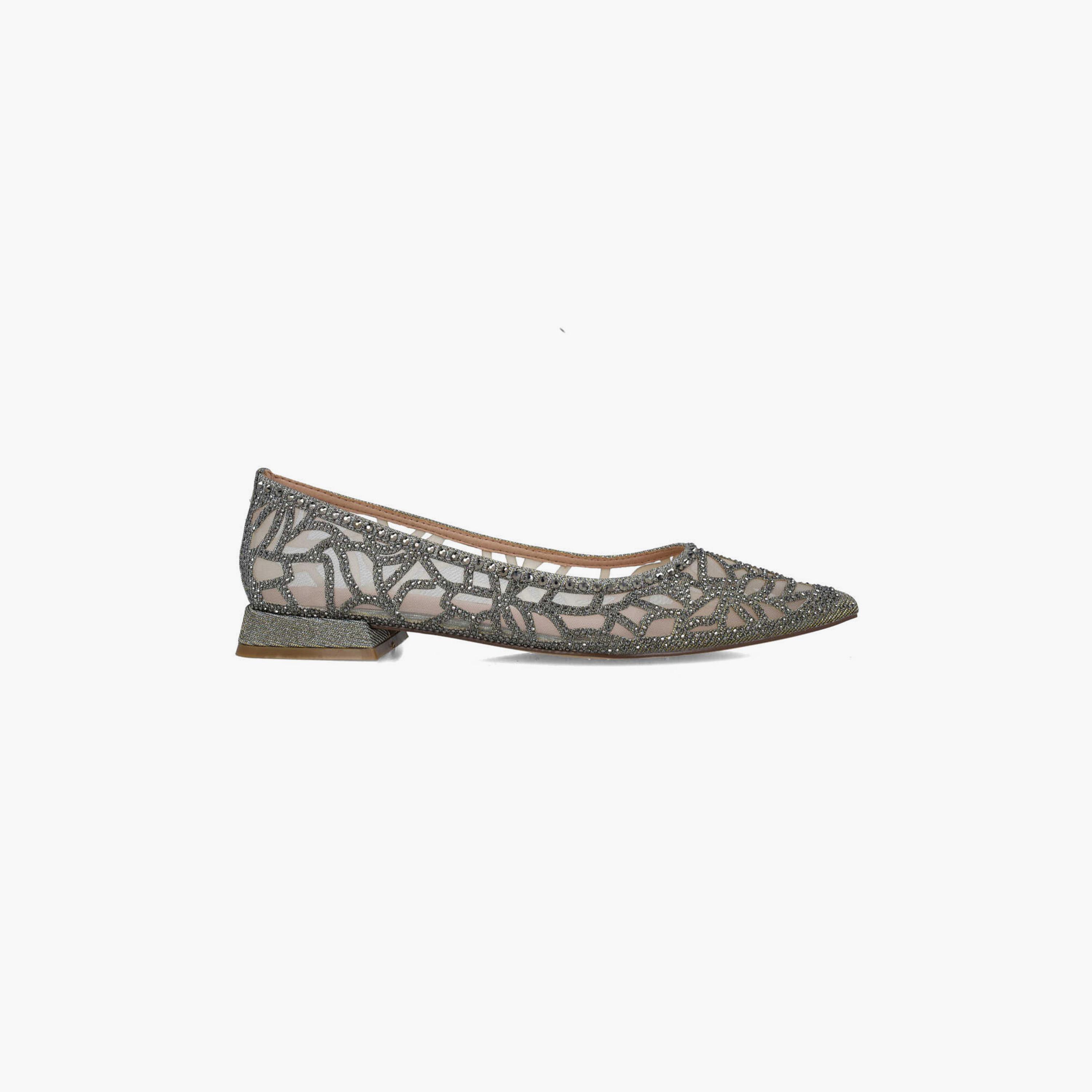 Menbur Women's Glitter Pointed Toe Ballerinas with Rhinestone Accent | 24309-women-shoes-ballerinas-image-2