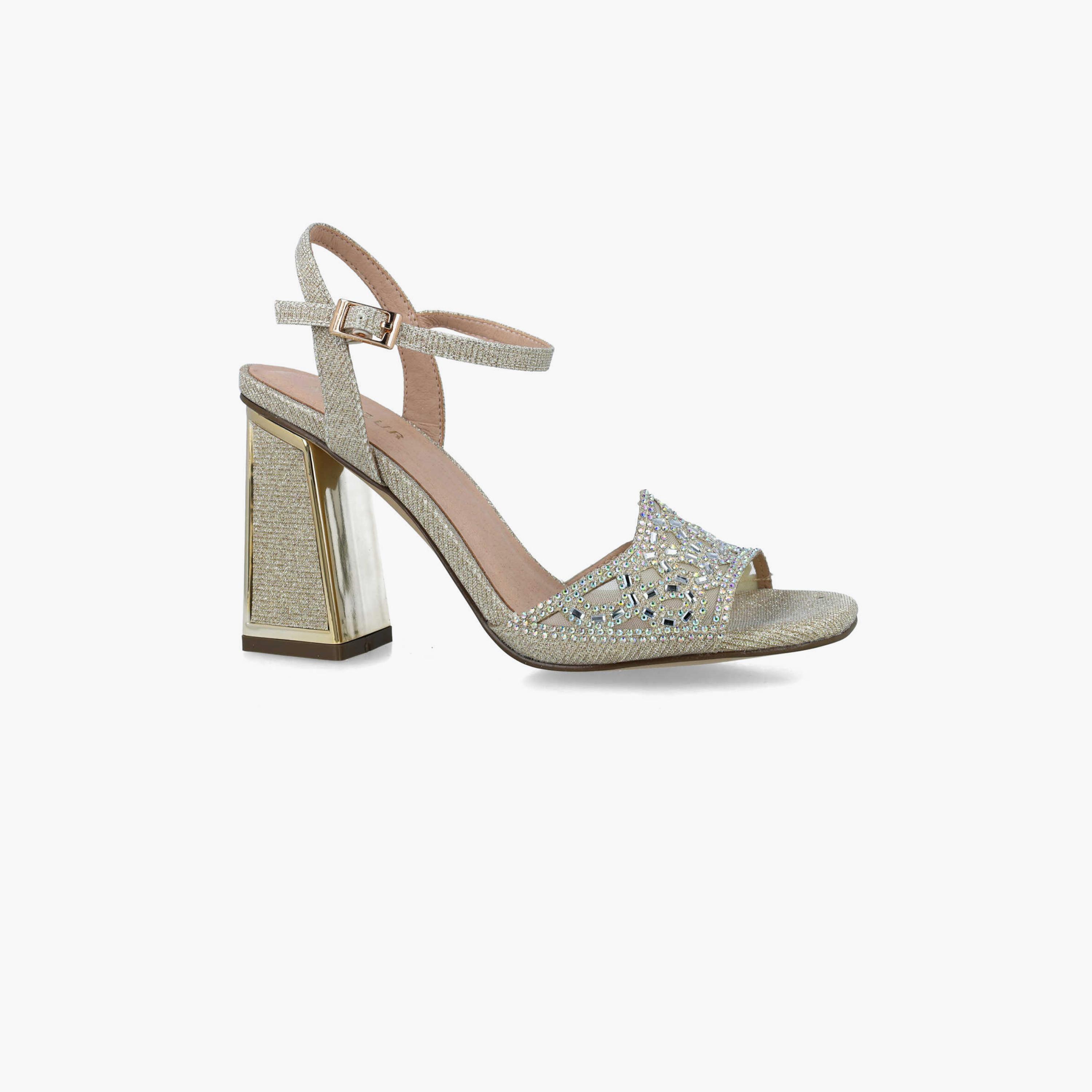 Menbur Women's Metallic Strap Sandals with Embellishment | 24334-women-shoes-heels-image-1
