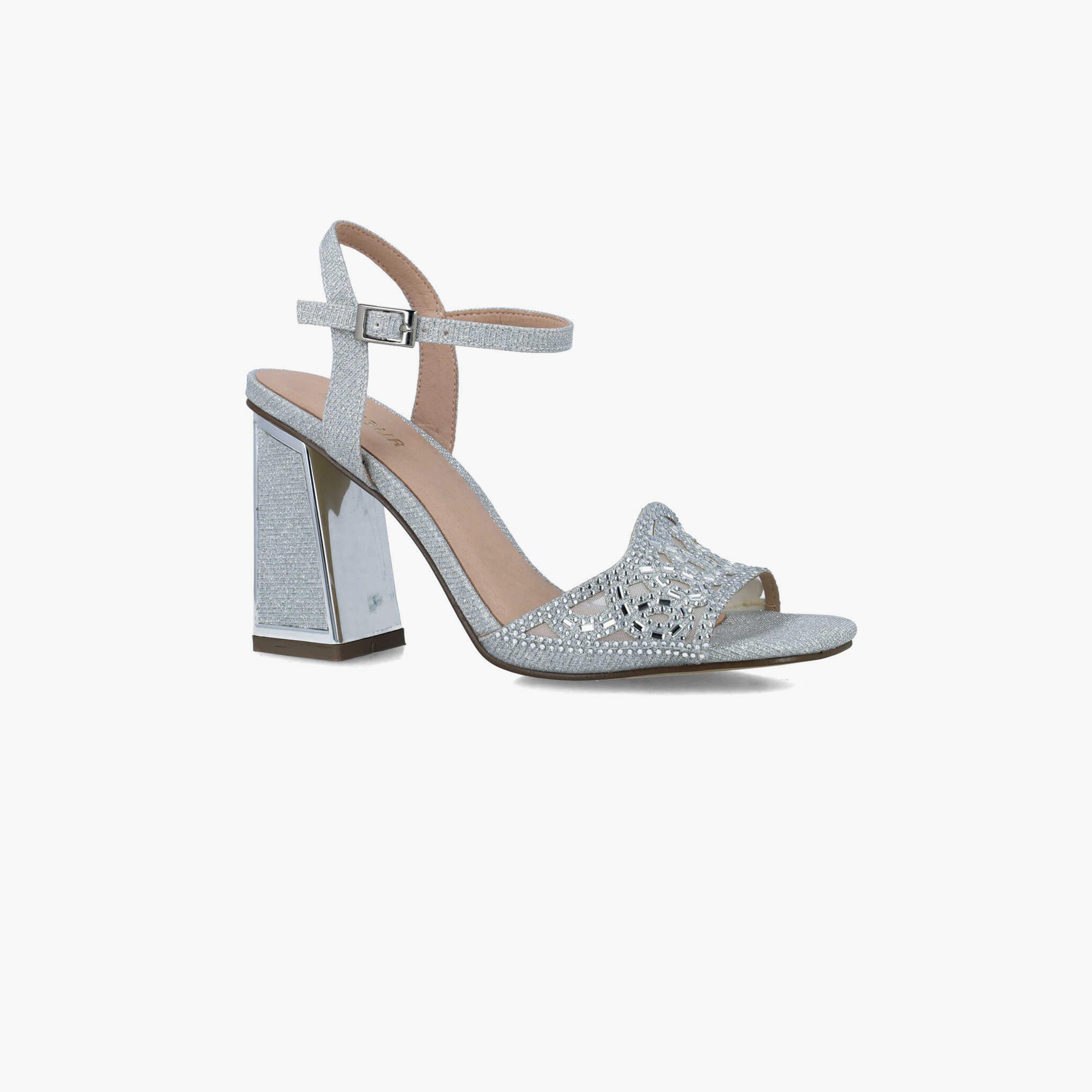 Menbur Women's Metallic Strap Sandals with Embellishment | 24334-women-shoes-heels-image-1