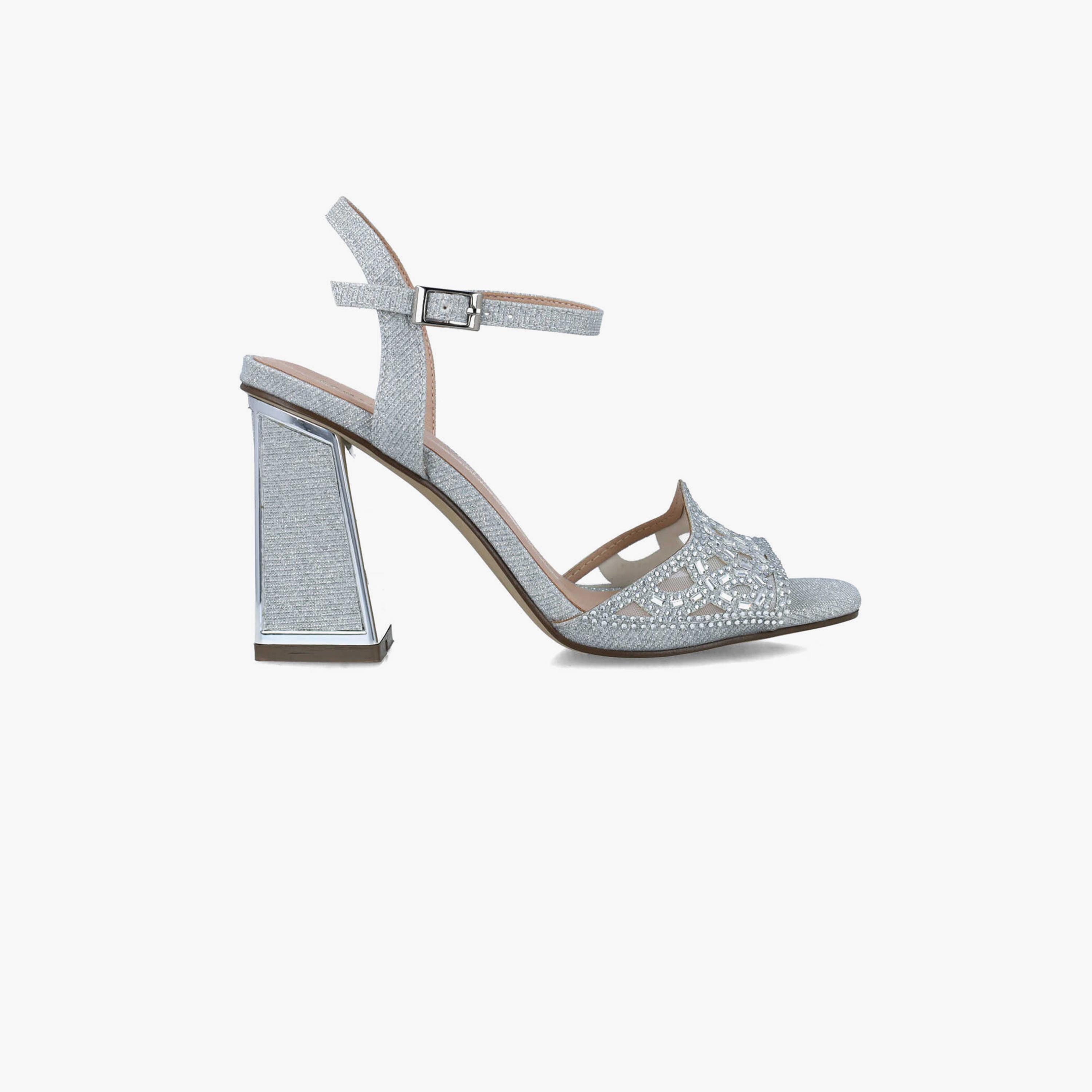 Menbur Women's Metallic Strap Sandals with Embellishment | 24334-women-shoes-heels-image-2