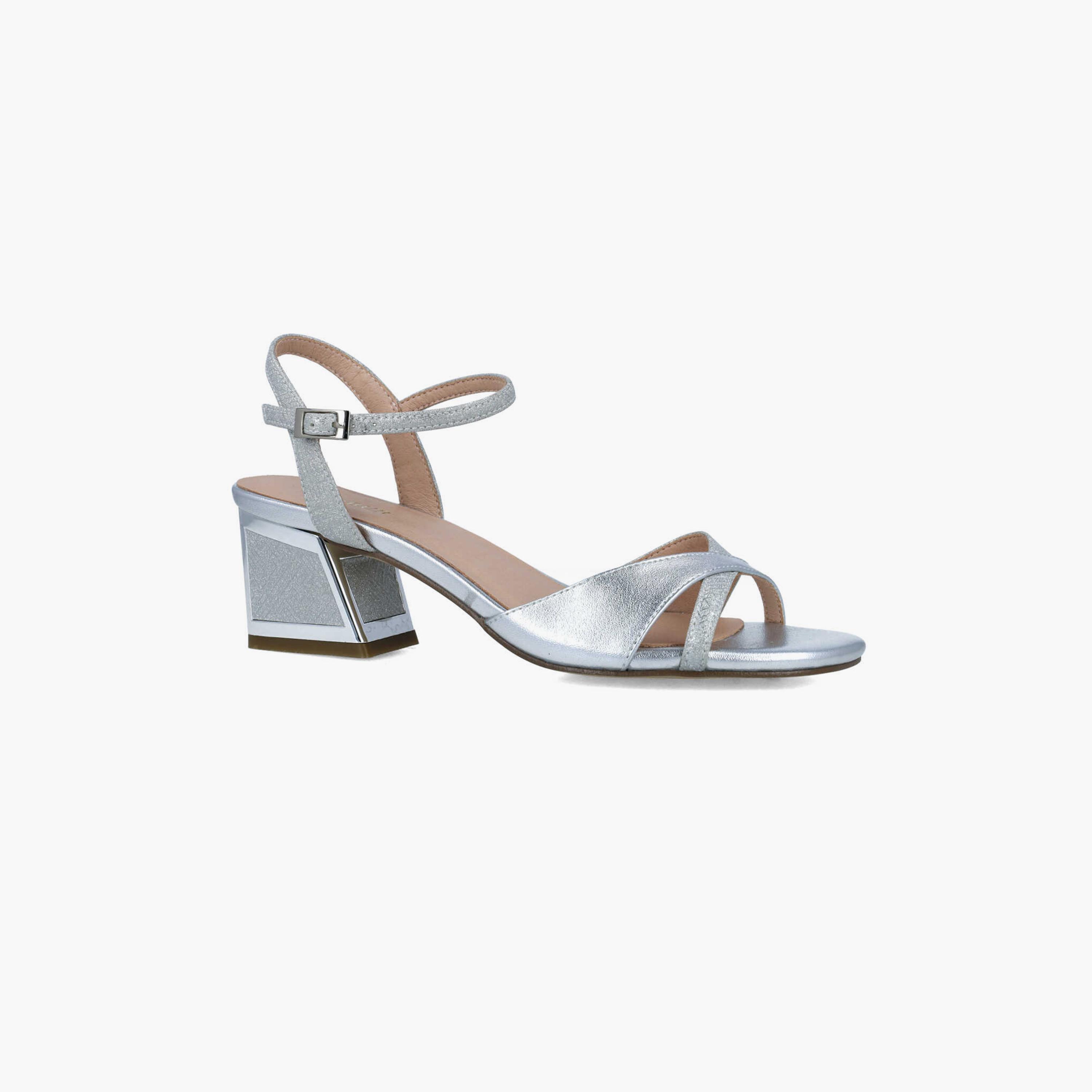 Menbur Women's Metallic Block Heels with Strap | 24349-women-shoes-heels-image-1