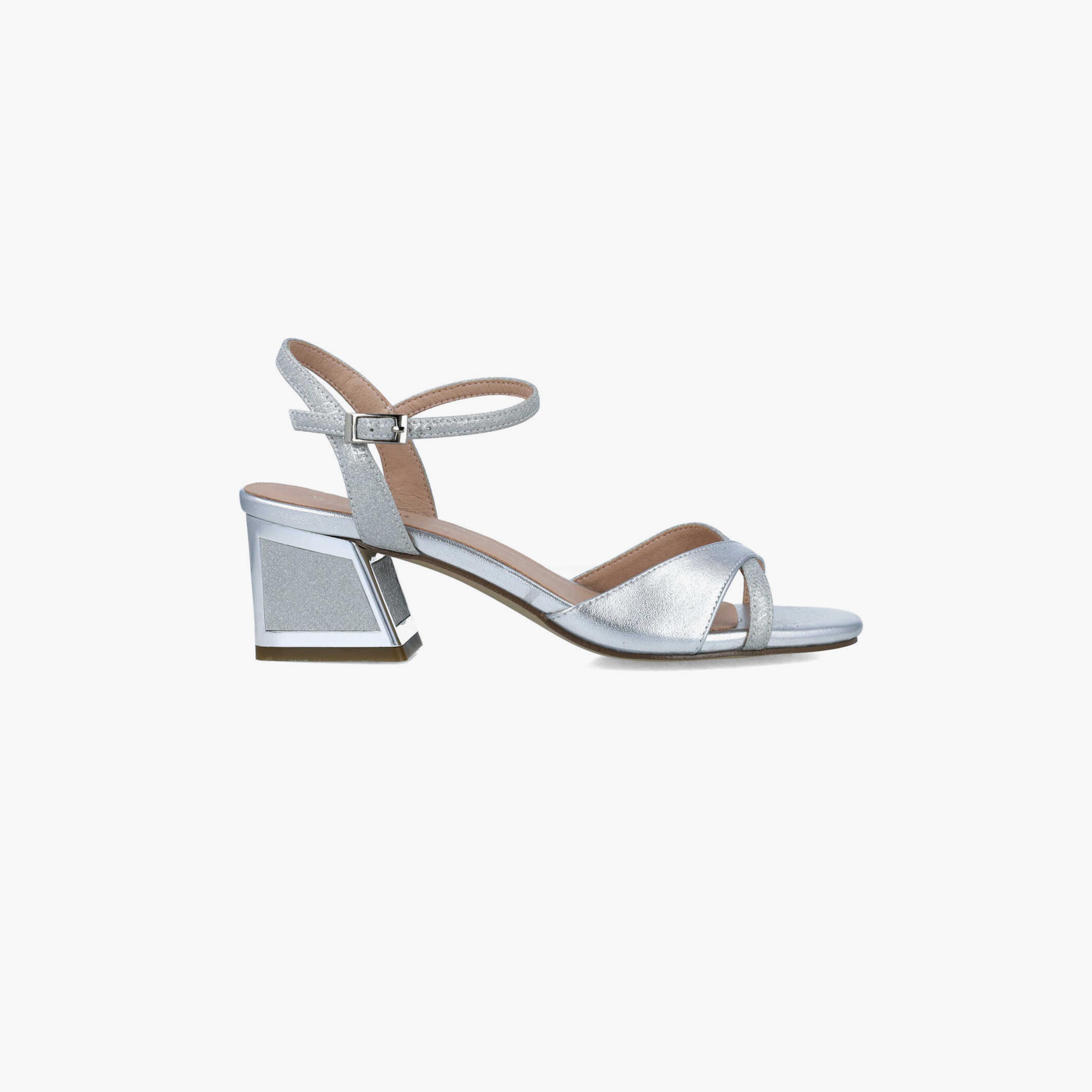 Menbur Women's Metallic Block Heels with Strap | 24349-women-shoes-heels-image-2