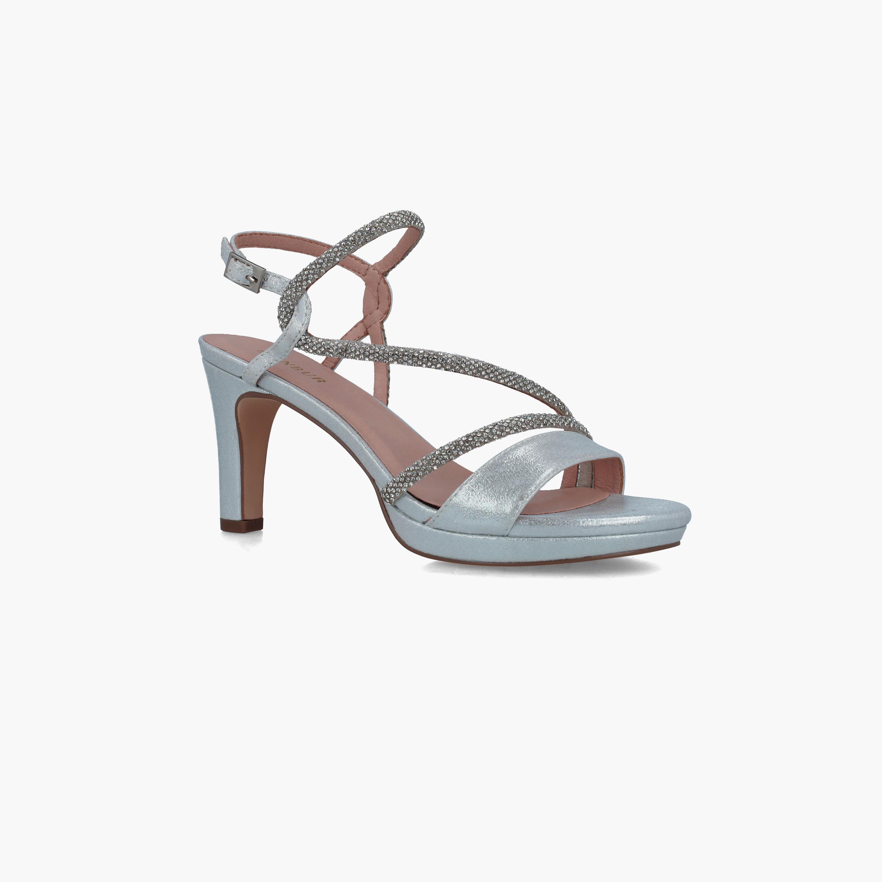 Menbur Women's Metallic Strap Sandals with Embellishment | 24368-women-shoes-heels-image-1