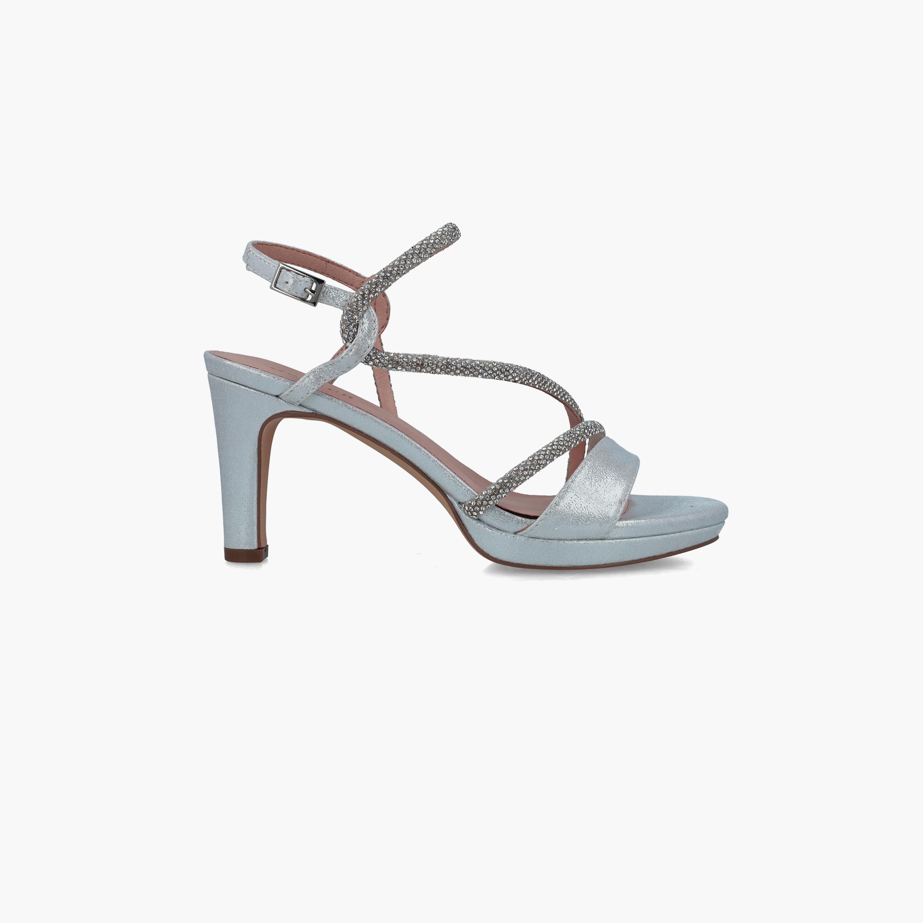 Menbur Women's Metallic Strap Sandals with Embellishment | 24368-women-shoes-heels-image-2